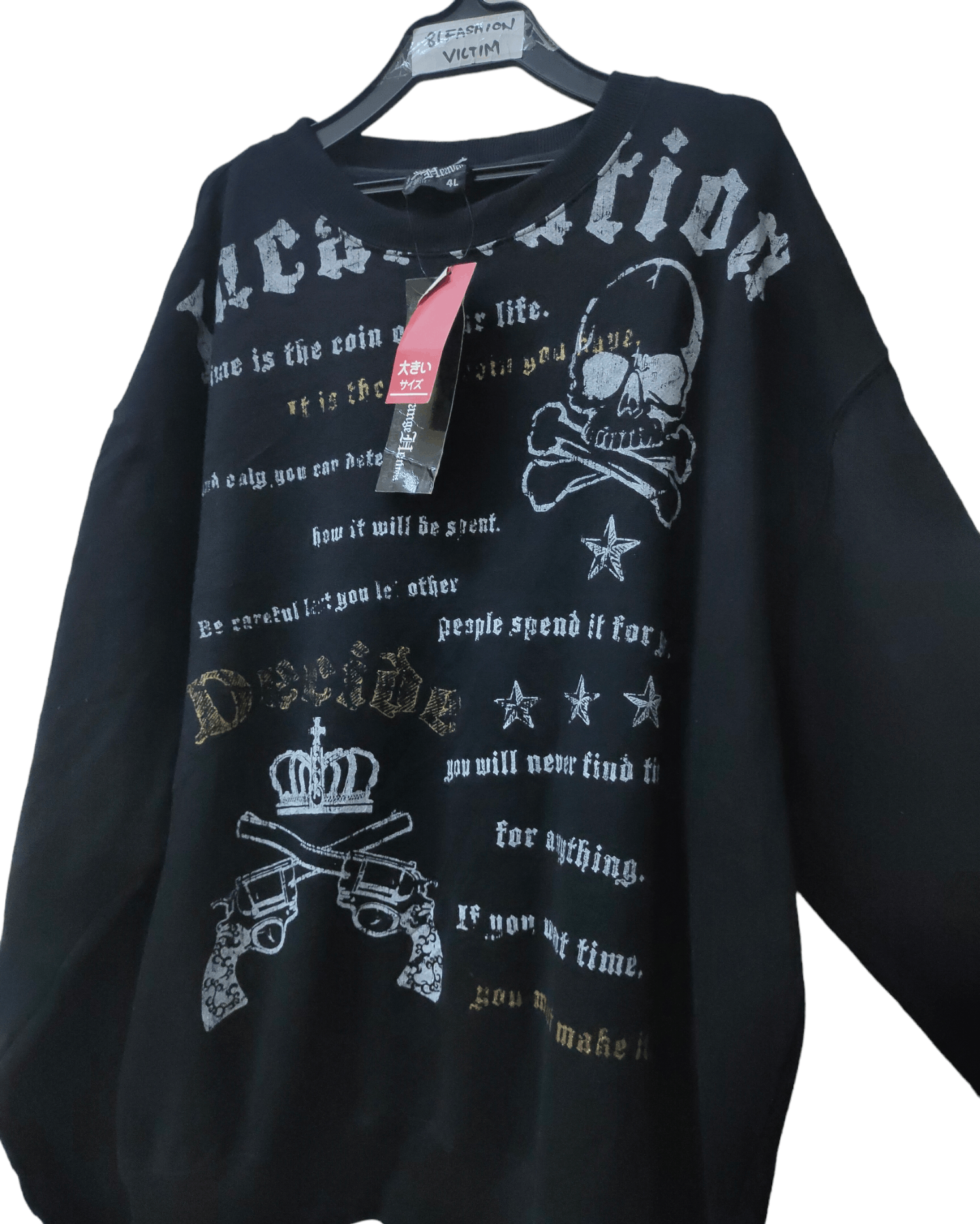 image of Deadstock x Skulls Sick Strange Heaven Skull Seditionaries Punk Sweatshirt in Black, Men's (Size XL