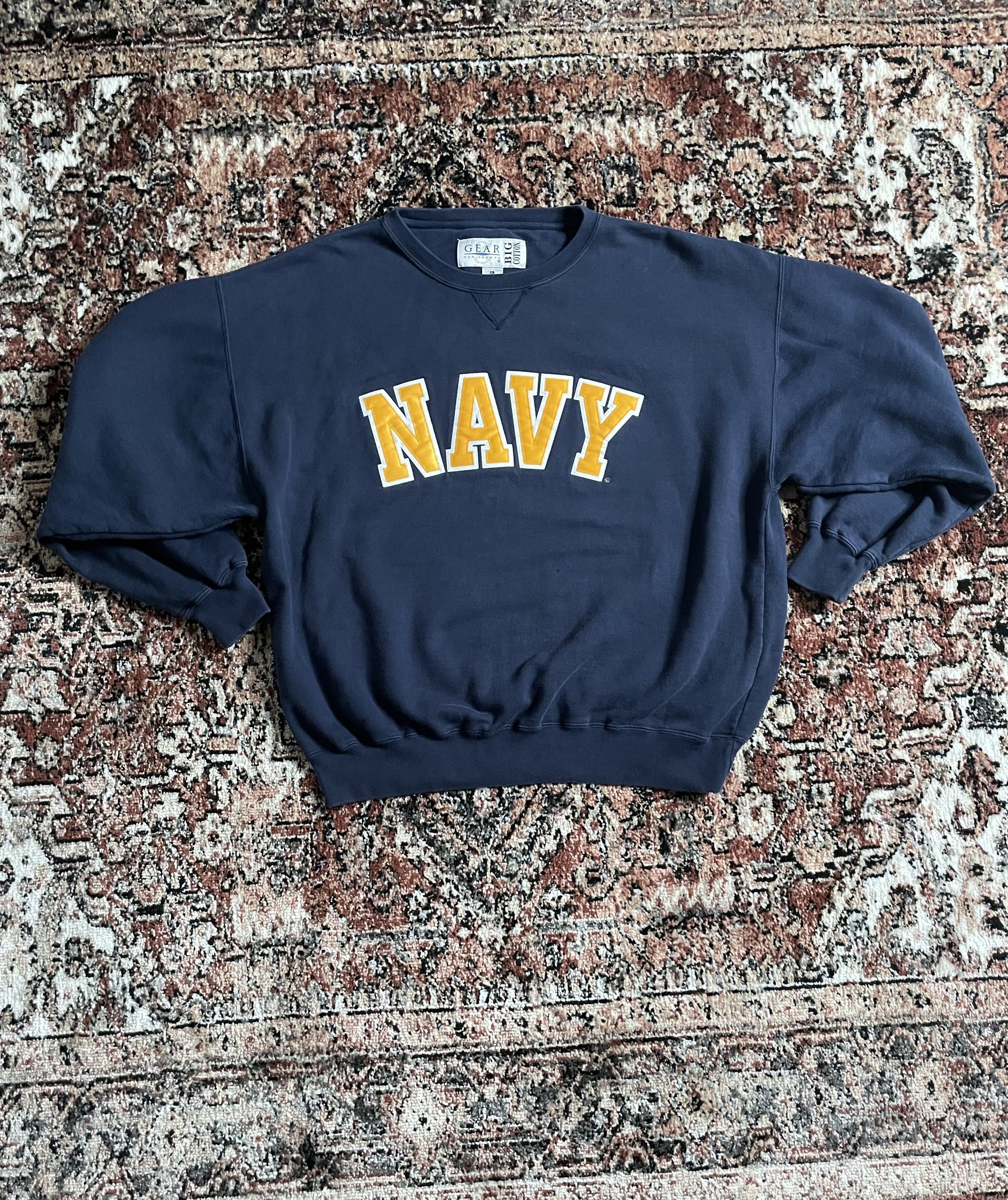 Vintage Navy - Navy Sweater with logo Size US L / EU 52-54 / 3 - 1 Thumbnail