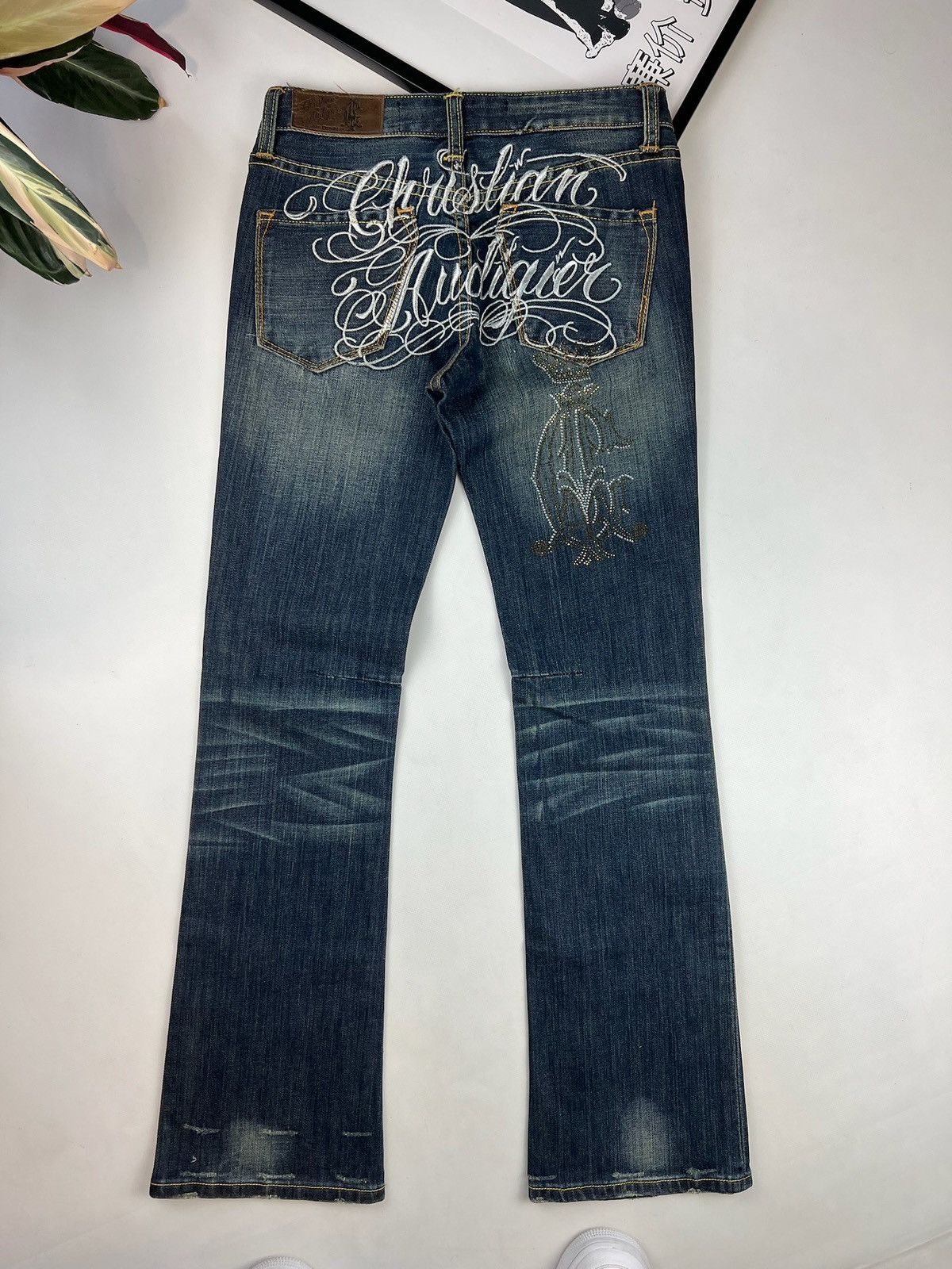 Ed Hardy Christian Audigier RARE vintage embroidery low rise flare 2024 jeans