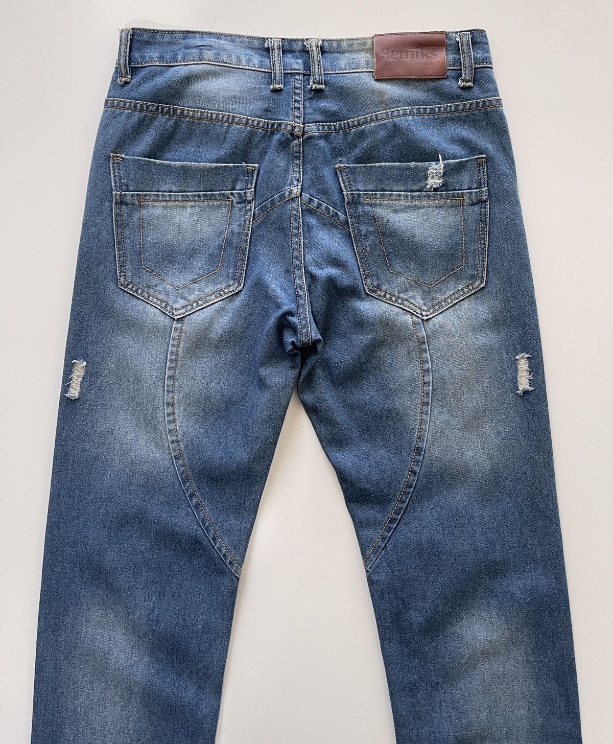 Japanese Brand Hemiks Distressed Blue Denim Size US 33 - 10 Thumbnail