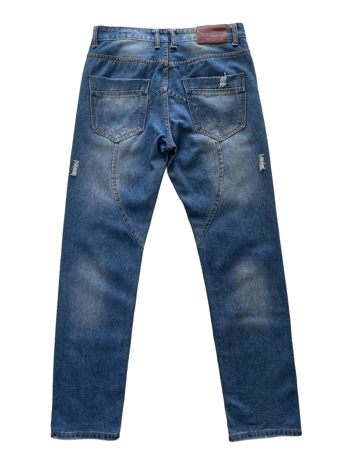 Japanese Brand Hemiks Distressed Blue Denim Size US 33 - 2 Thumbnail
