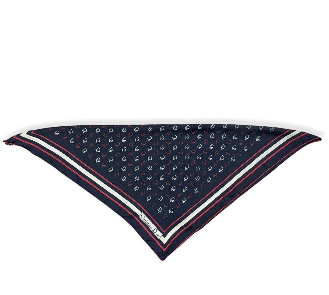 Christian Dior Monsieur Vintage Christian Dior Hand Rolled Diorgram Logo Silk Scarf Size ONE SIZE - 4 Thumbnail