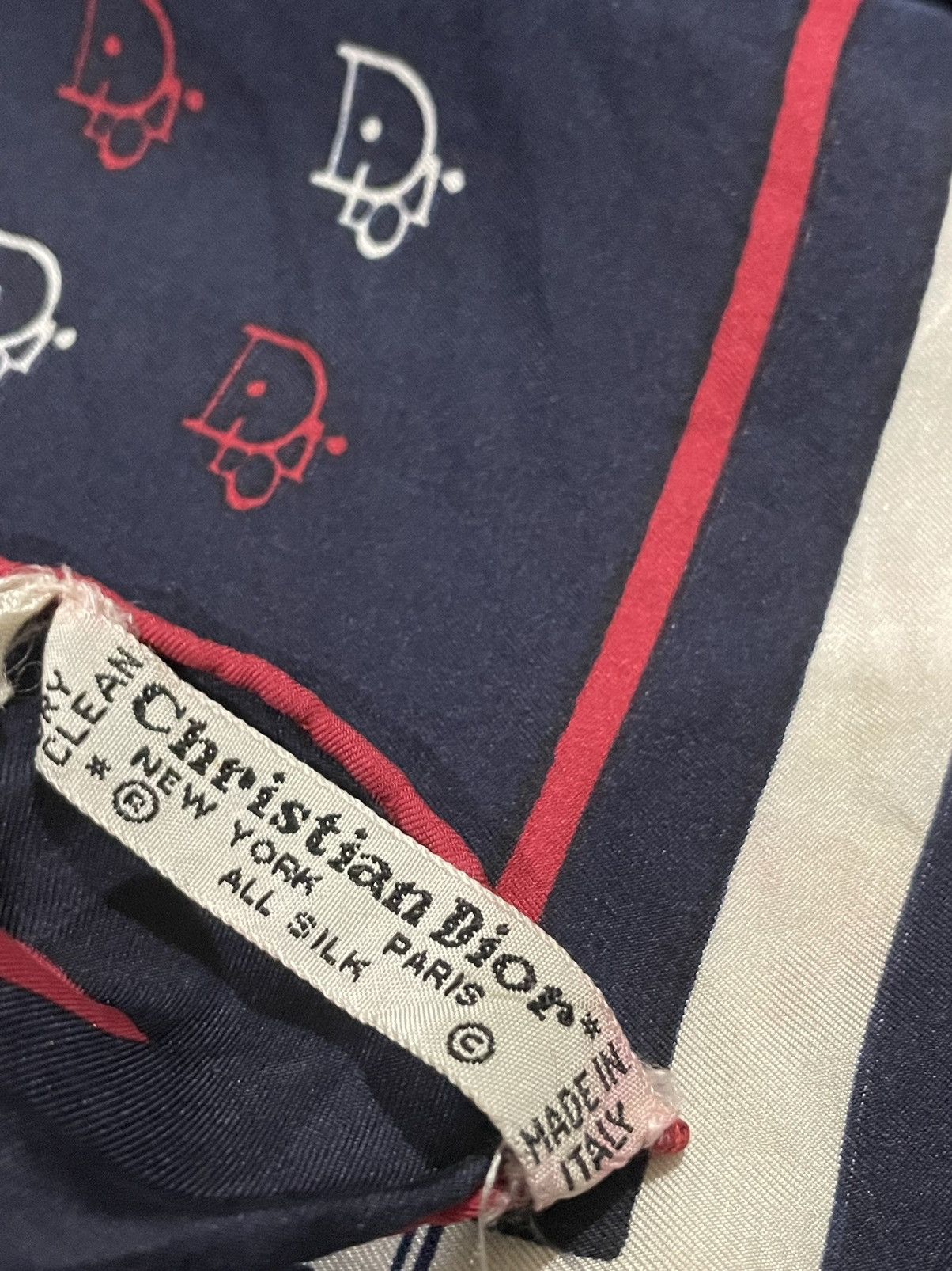 Christian Dior Monsieur Vintage Christian Dior Hand Rolled Diorgram Logo Silk Scarf Size ONE SIZE - 6 Thumbnail