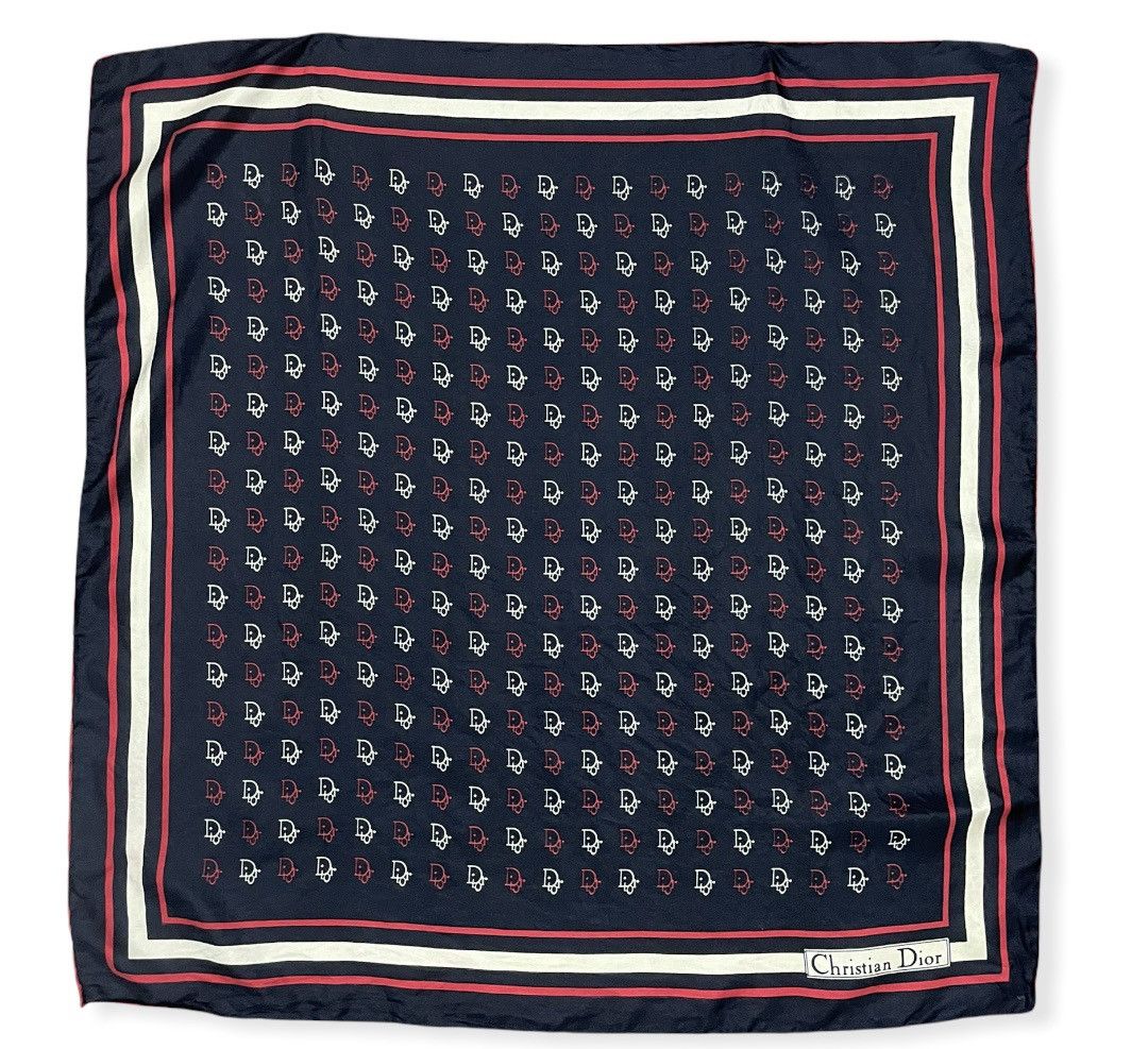 Christian Dior Monsieur Vintage Christian Dior Hand Rolled Diorgram Logo Silk Scarf Size ONE SIZE - 3 Thumbnail