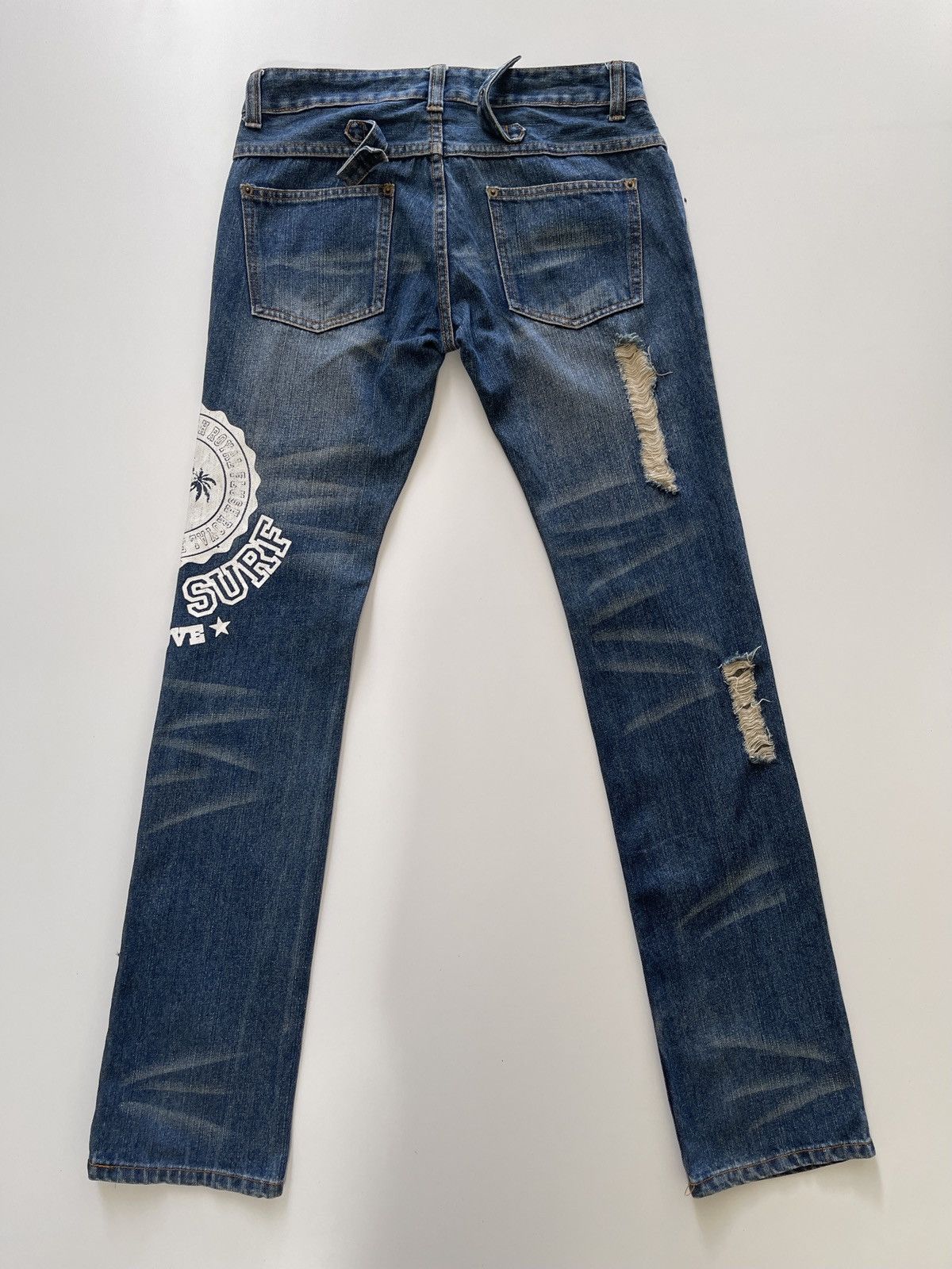 Japanese Brand Rollin Distressed Patched Slim Fit Denim Size 31" - 7 Thumbnail