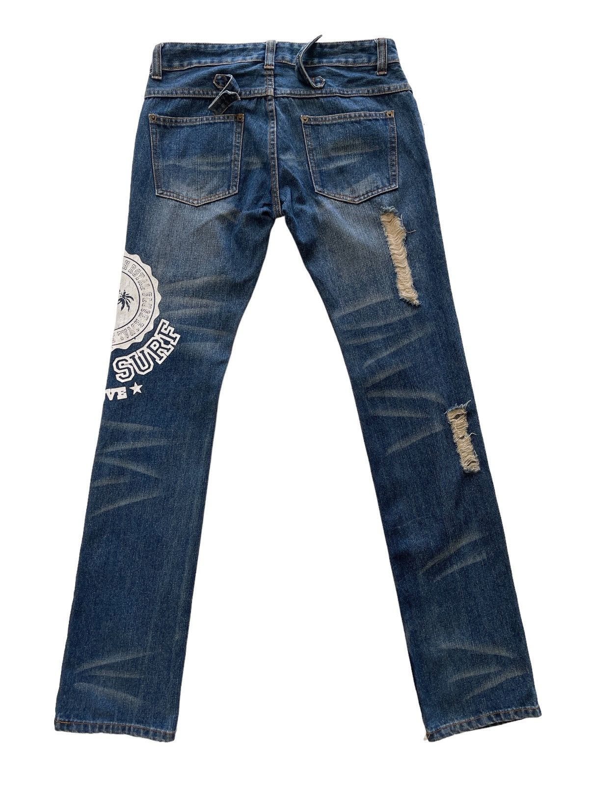 Japanese Brand Rollin Distressed Patched Slim Fit Denim Size 31" - 2 Thumbnail