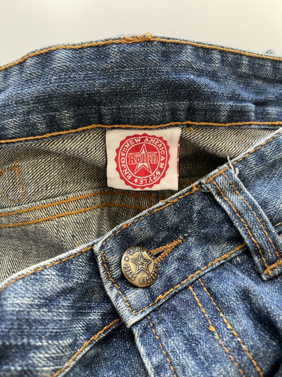 Japanese Brand Rollin Distressed Patched Slim Fit Denim Size 31" - 13 Thumbnail