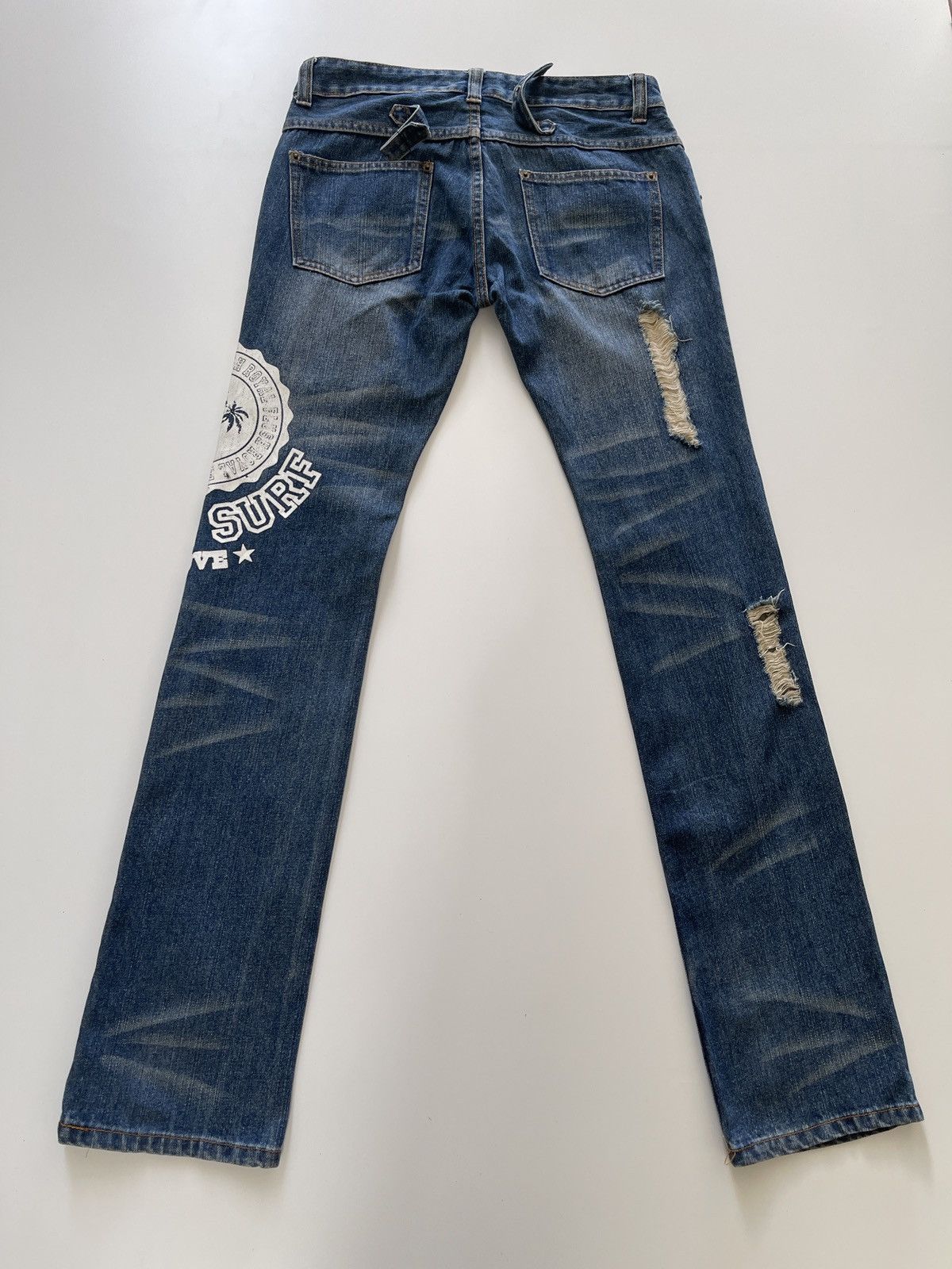 Japanese Brand Rollin Distressed Patched Slim Fit Denim Size 31" - 8 Thumbnail