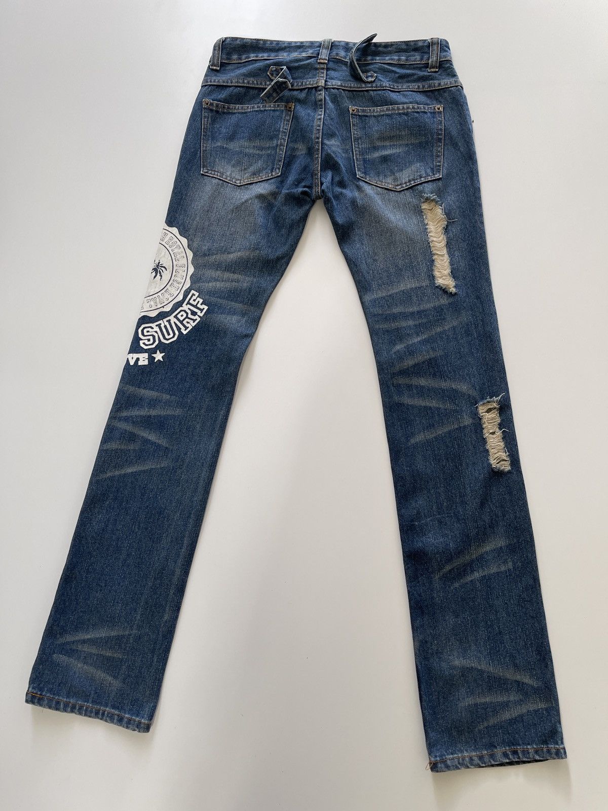 Japanese Brand Rollin Distressed Patched Slim Fit Denim Size 31" - 9 Thumbnail