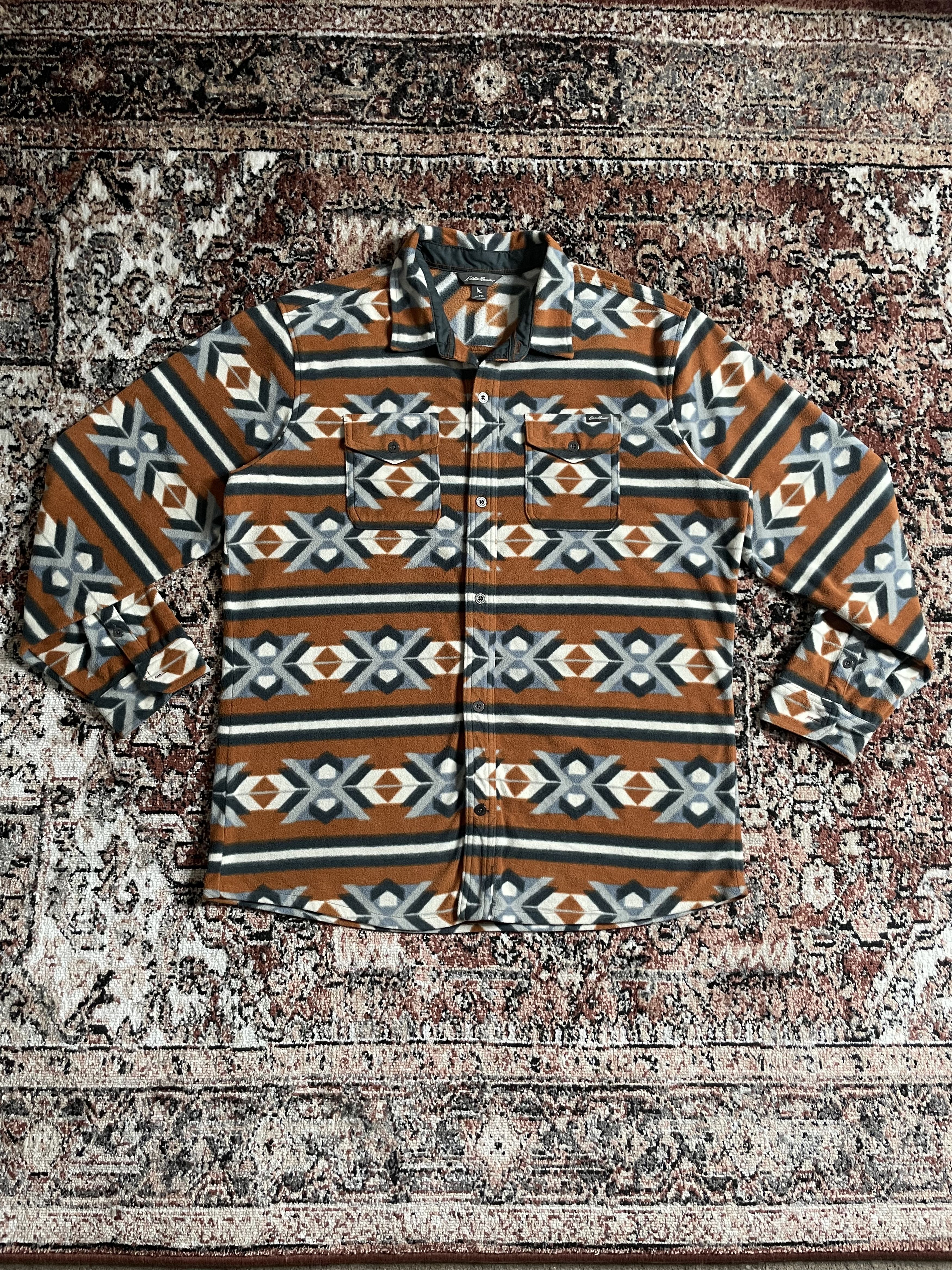 Eddie Bauer Eddie Bauer - Aztec (Orange/White/Gray/Blue) fleece Size US XL / EU 56 / 4 - 1 Thumbnail