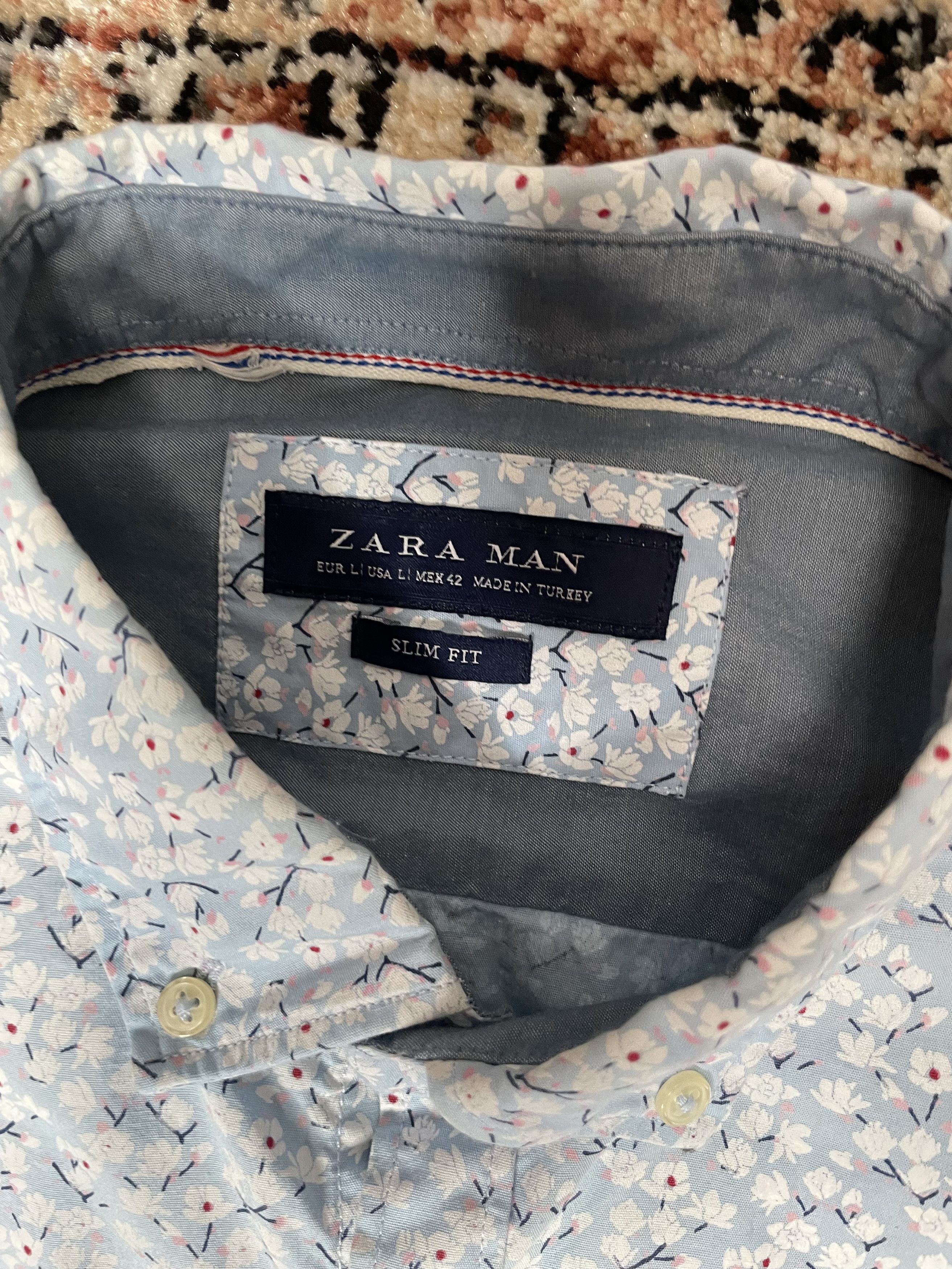 Zara Zara - Blue flora button up Size US L / EU 52-54 / 3 - 3 Thumbnail