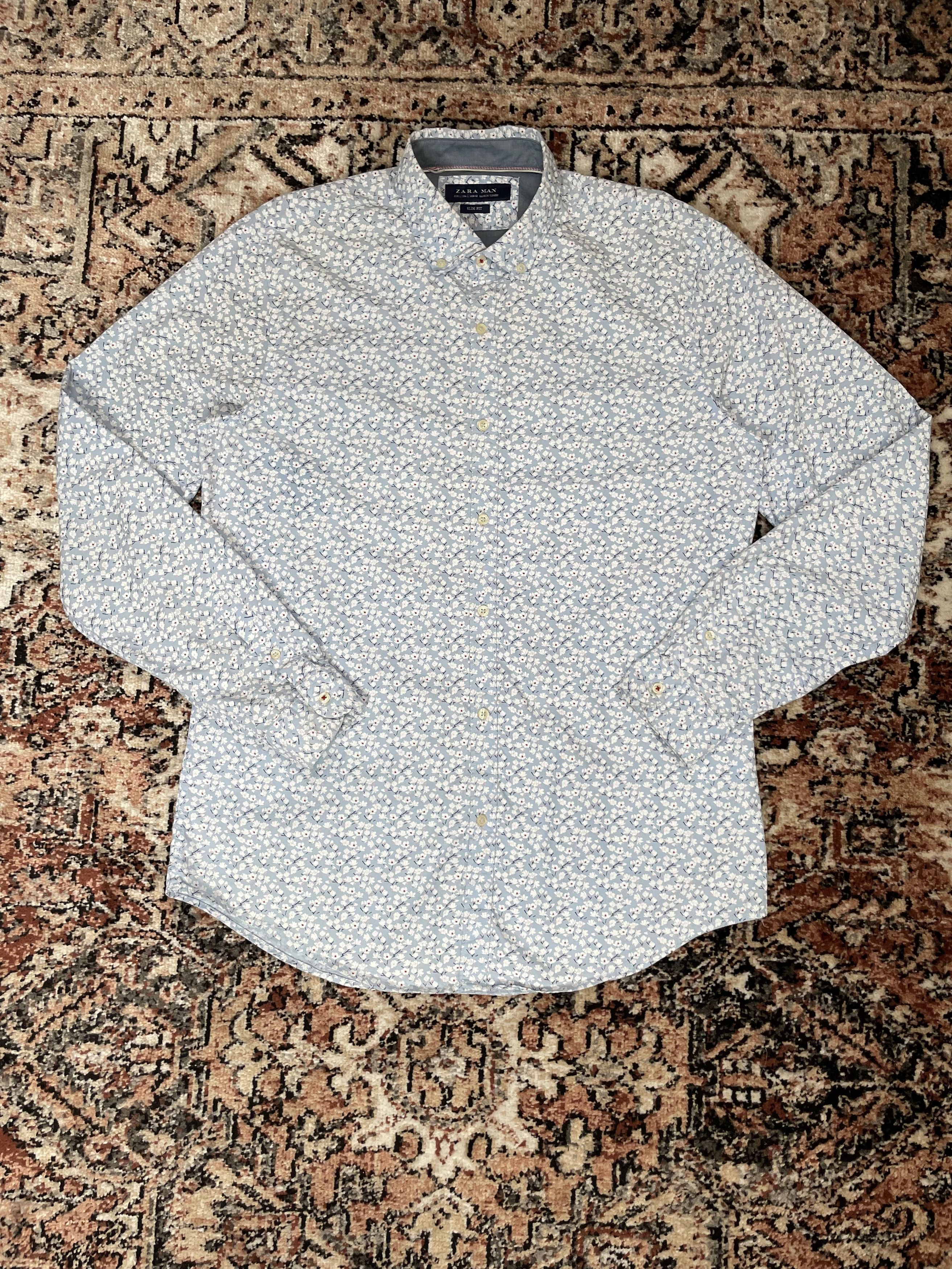 Zara Zara - Blue flora button up Size US L / EU 52-54 / 3 - 1 Thumbnail