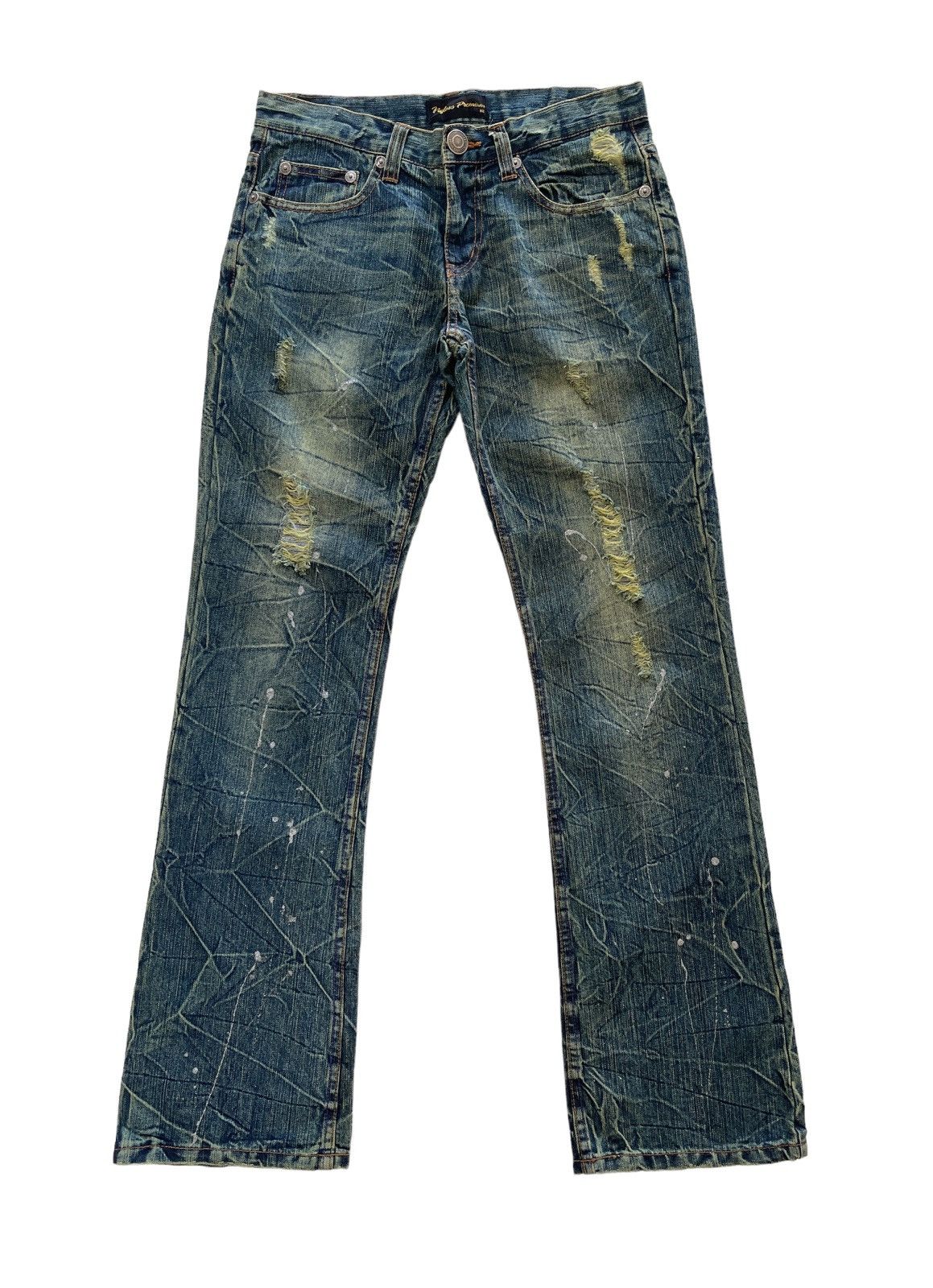 Japanese Brand Nylaus Paint Splatted Flared Denim Size US 30 / EU 46 - 1 Thumbnail