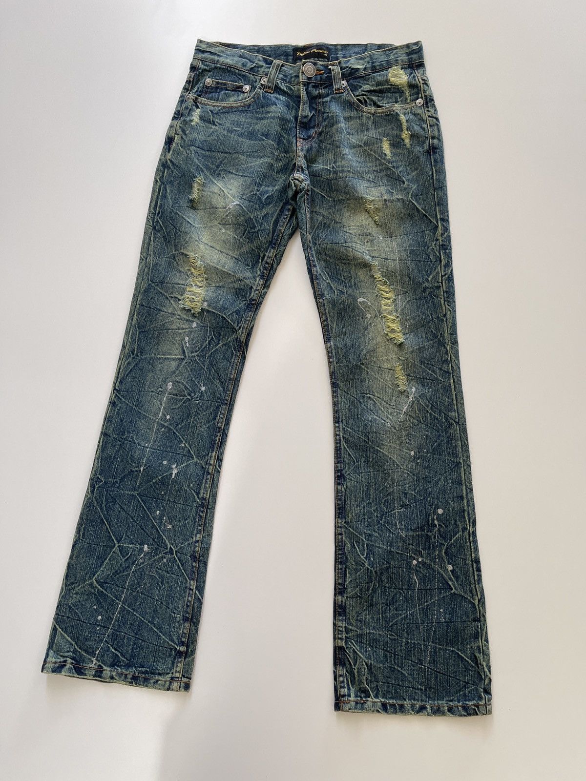 Japanese Brand Nylaus Paint Splatted Flared Denim Size US 30 / EU 46 - 9 Thumbnail
