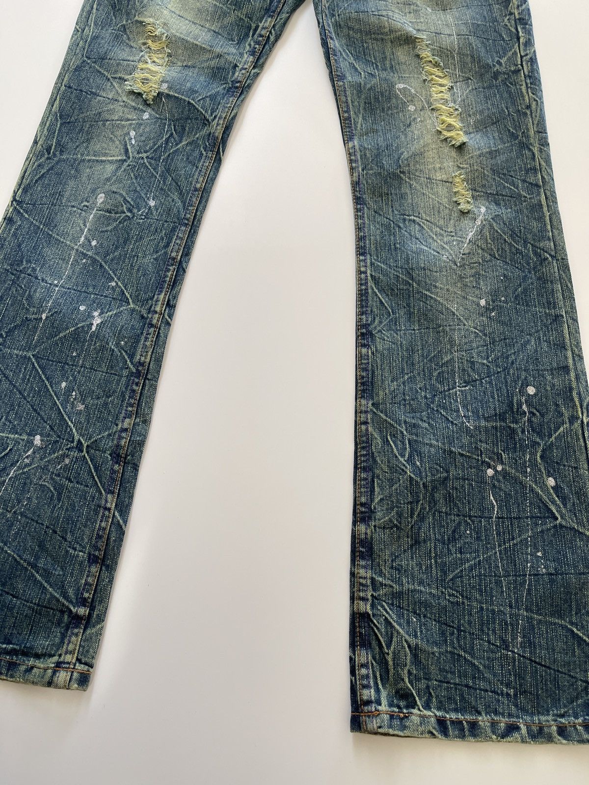 Japanese Brand Nylaus Paint Splatted Flared Denim Size US 30 / EU 46 - 6 Thumbnail