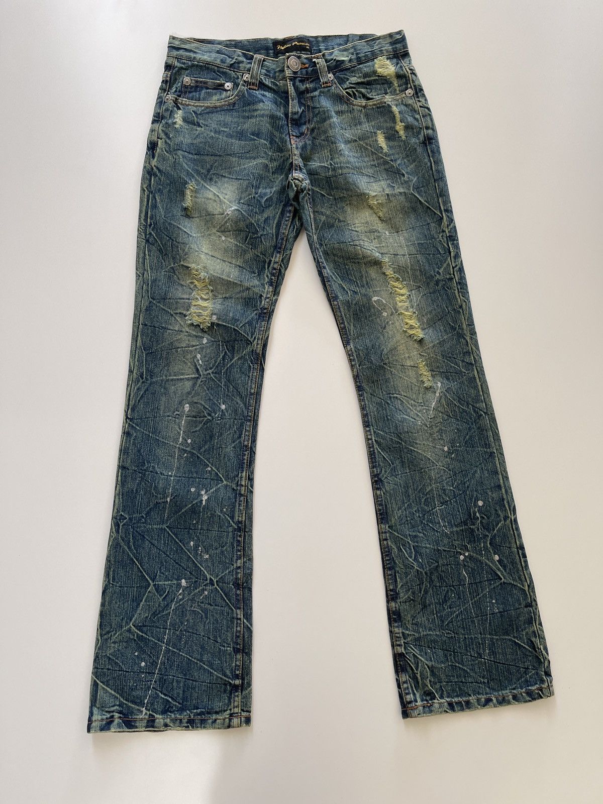 Japanese Brand Nylaus Paint Splatted Flared Denim Size US 30 / EU 46 - 10 Thumbnail