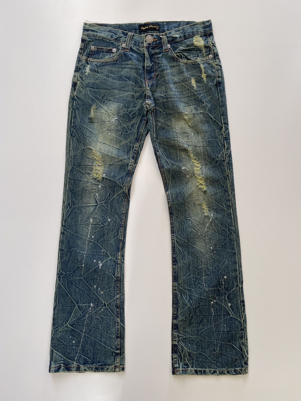 Japanese Brand Nylaus Paint Splatted Flared Denim Size US 30 / EU 46 - 11 Thumbnail