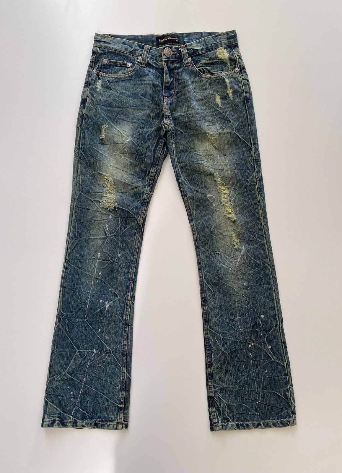 Japanese Brand Nylaus Paint Splatted Flared Denim Size US 30 / EU 46 - 8 Thumbnail