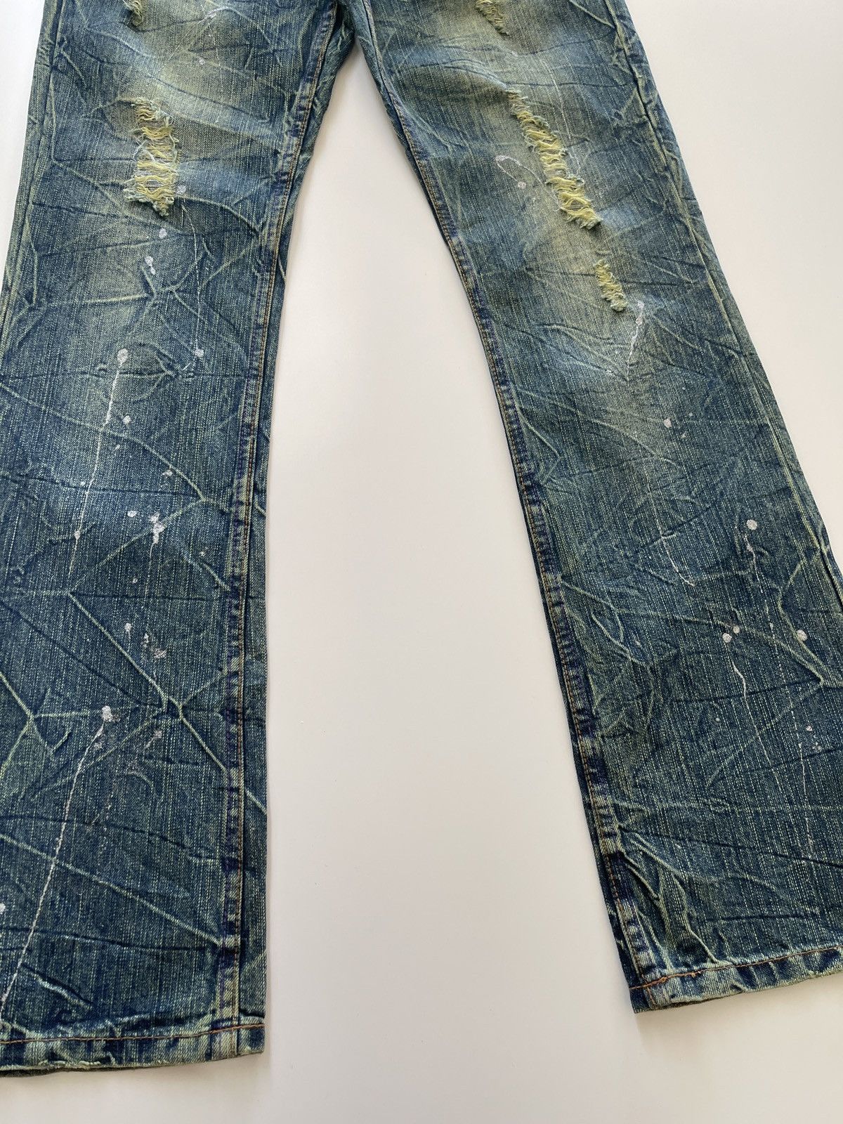 Japanese Brand Nylaus Paint Splatted Flared Denim Size US 30 / EU 46 - 7 Thumbnail
