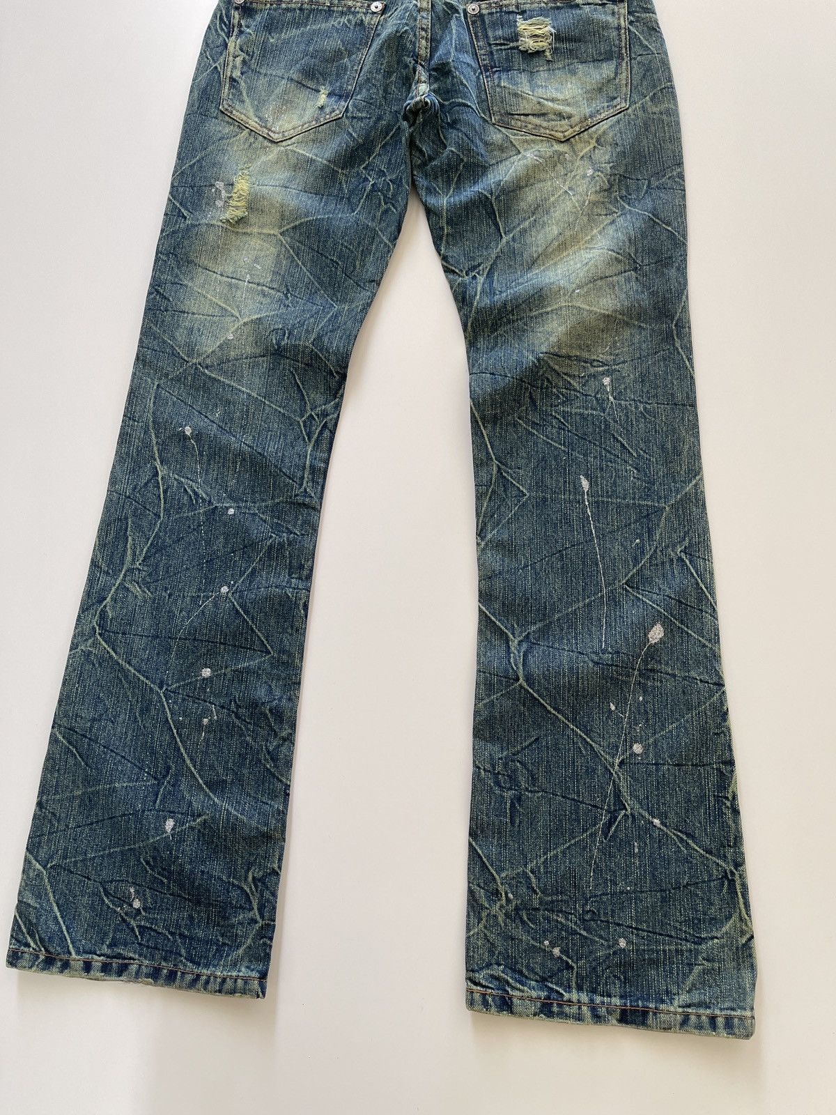 Japanese Brand Nylaus Paint Splatted Flared Denim Size US 30 / EU 46 - 13 Thumbnail