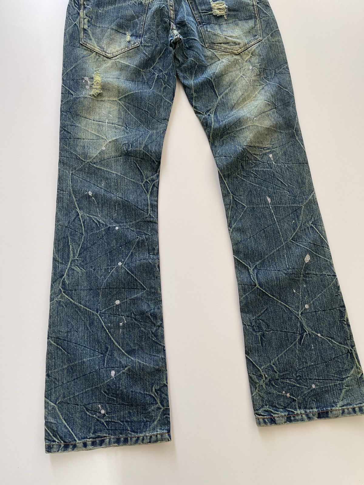 Japanese Brand Nylaus Paint Splatted Flared Denim Size US 30 / EU 46 - 14 Thumbnail