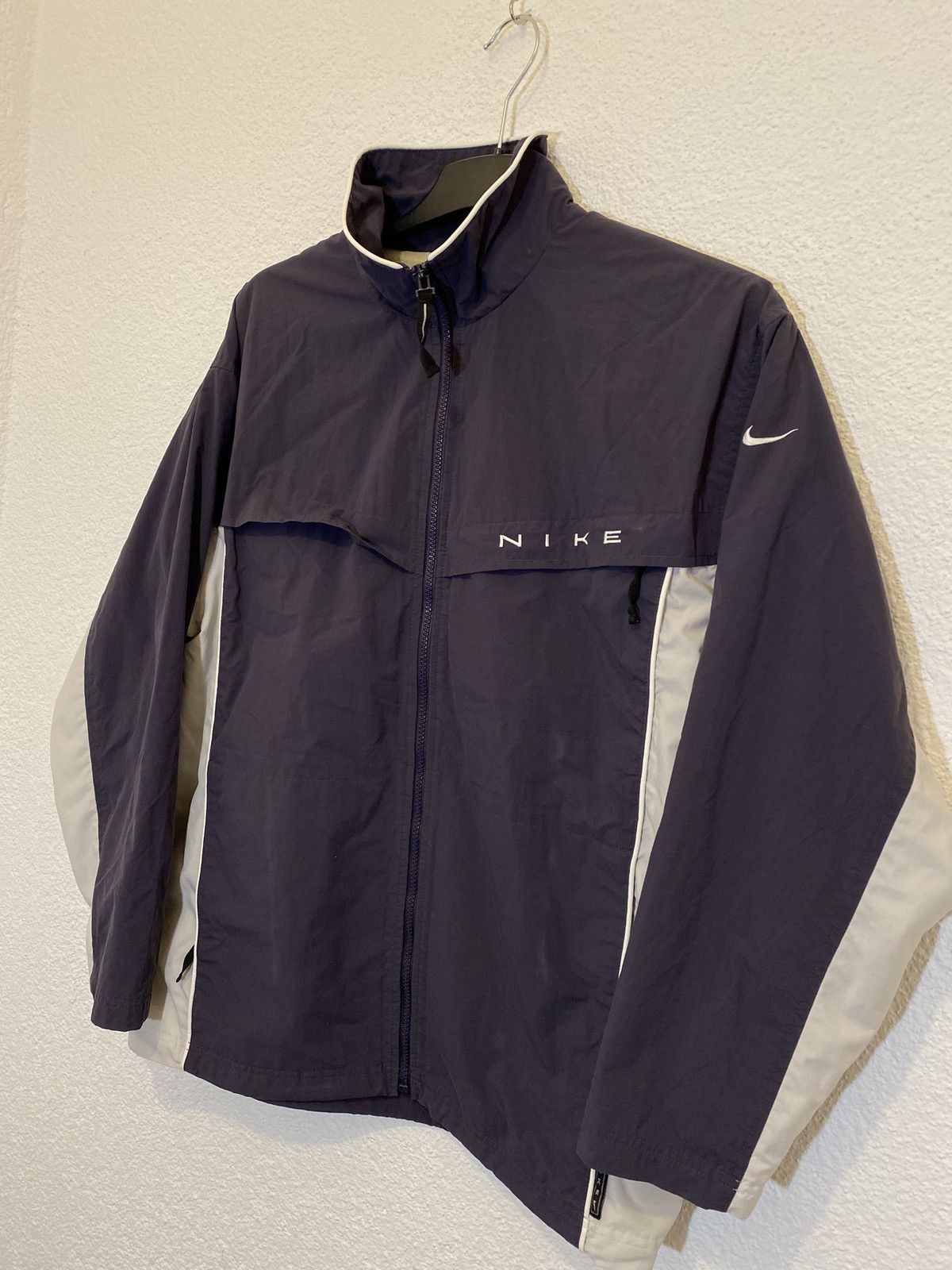 Pre-owned Nike X Vintage Nike Vintage Jacket Swoosh 90's 80's In Blue/white