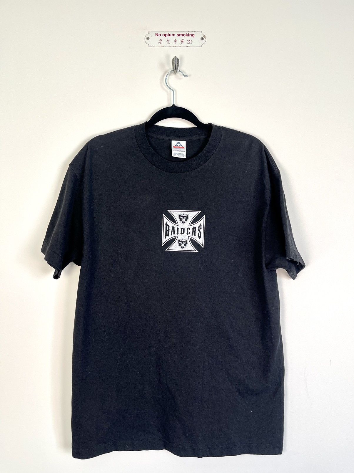 image of Vintage Grail West Coast Choppers Raiders Logo Bootleg M L in Black, Men's (Size Large)