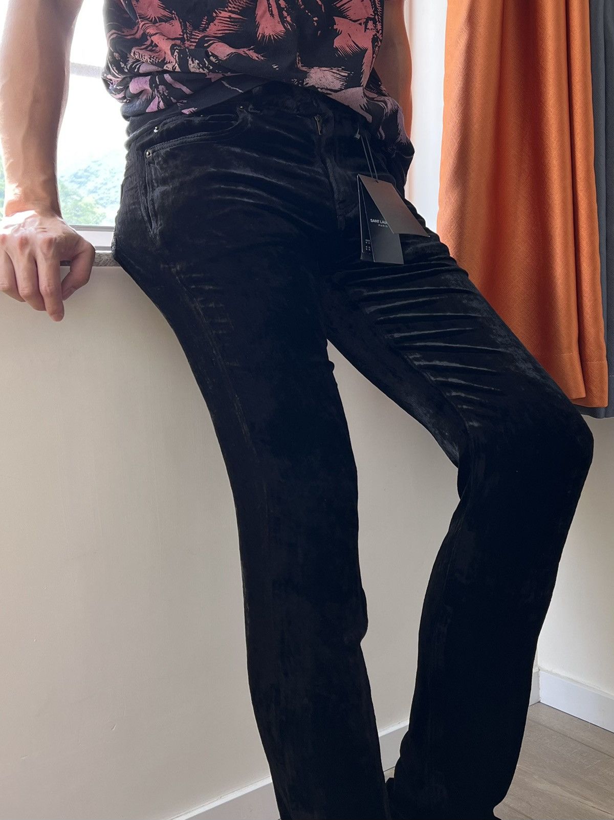 Saint Laurent Paris SS20 Mid-Rise Stonewashed Dévoré Velvet Pants sz28 Size 28" / US 6 / IT 42 - 10 Thumbnail