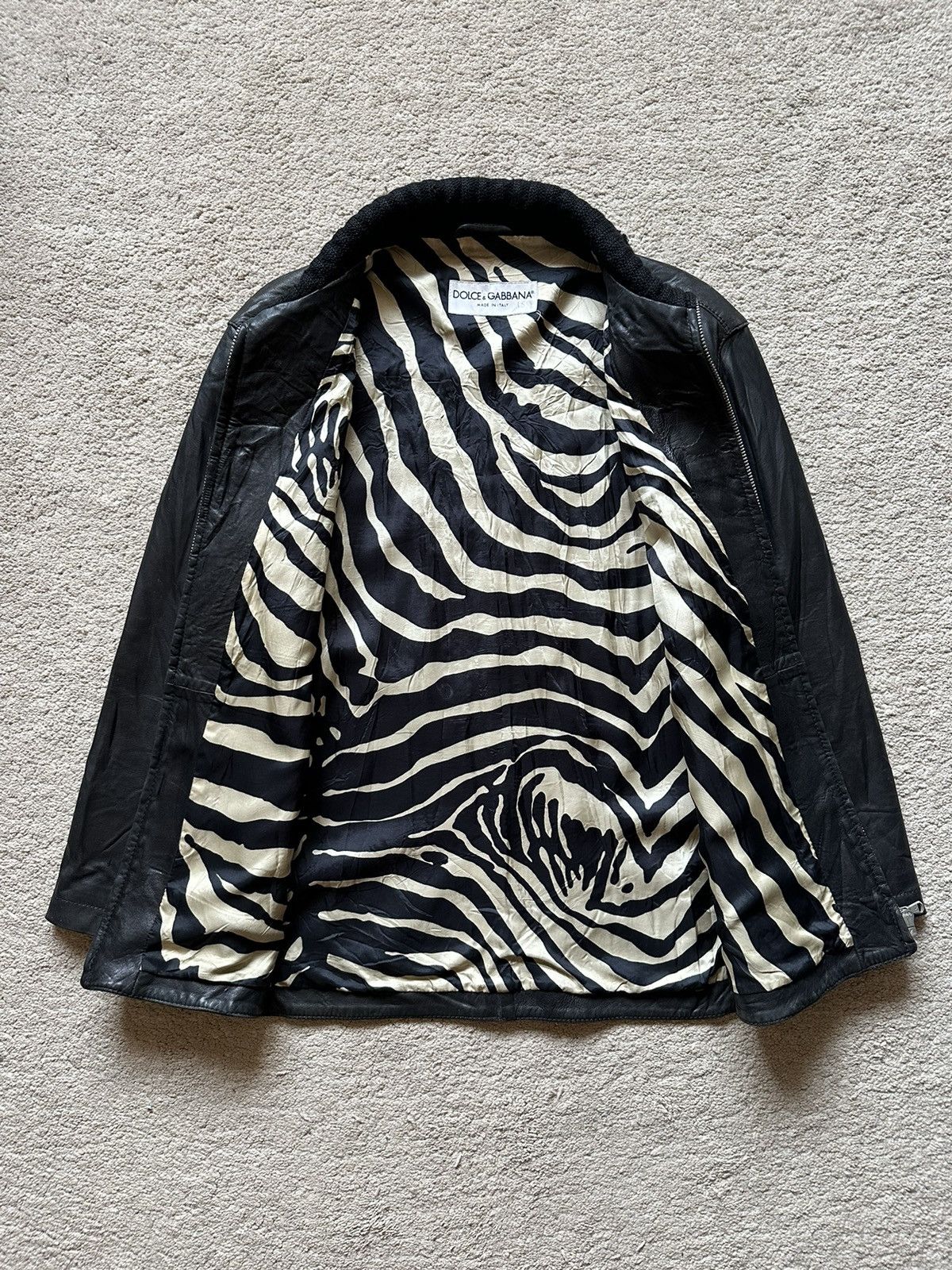 Dolce & Gabbana 1990s Dolce & Gabbana Leather Jacket Size US L / EU 52-54 / 3 - 3 Thumbnail