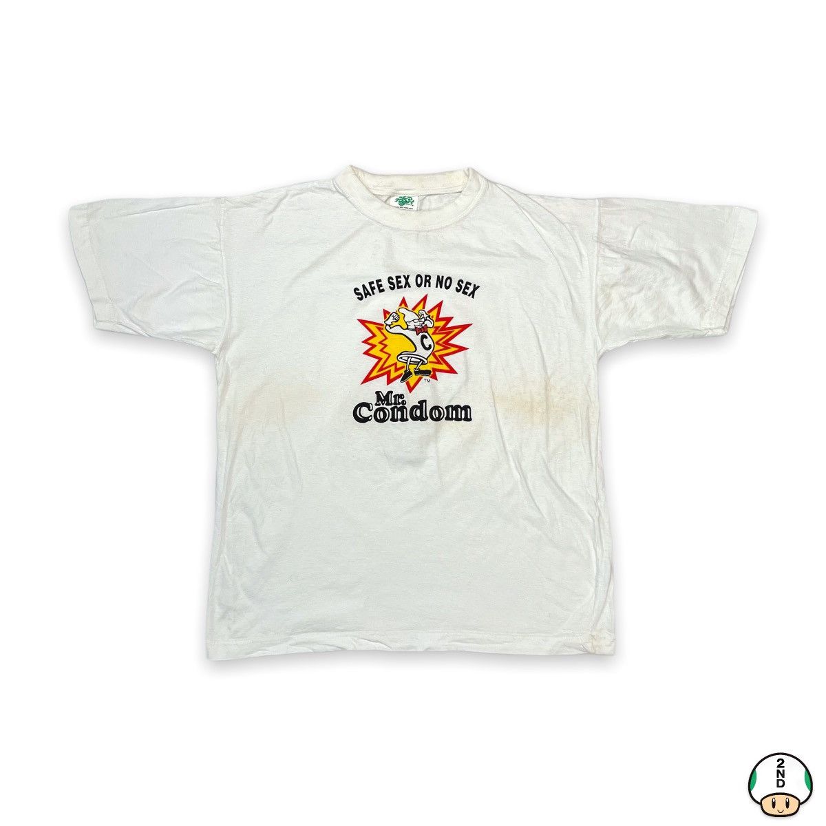 Vintage Vintage 90s Mr Condom Safe Sex or No Sex T Shirt Graphic Tee Size US S / EU 44-46 / 1 - 1 Thumbnail