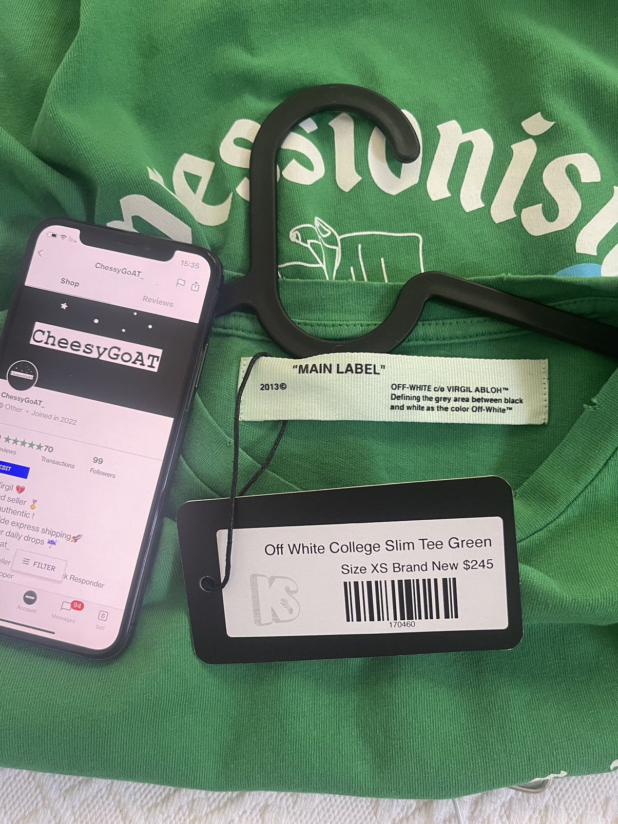 Off-White Off white Impressionism college green TEE brand new Size US XS / EU 42 / 0 - 9 Thumbnail