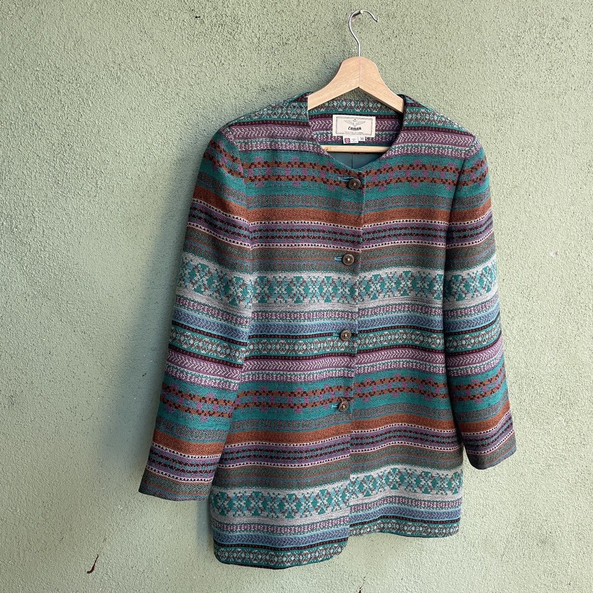 image of Vintage Caman Button Ups Multicolor Wool Women Jacket Size M in Mix