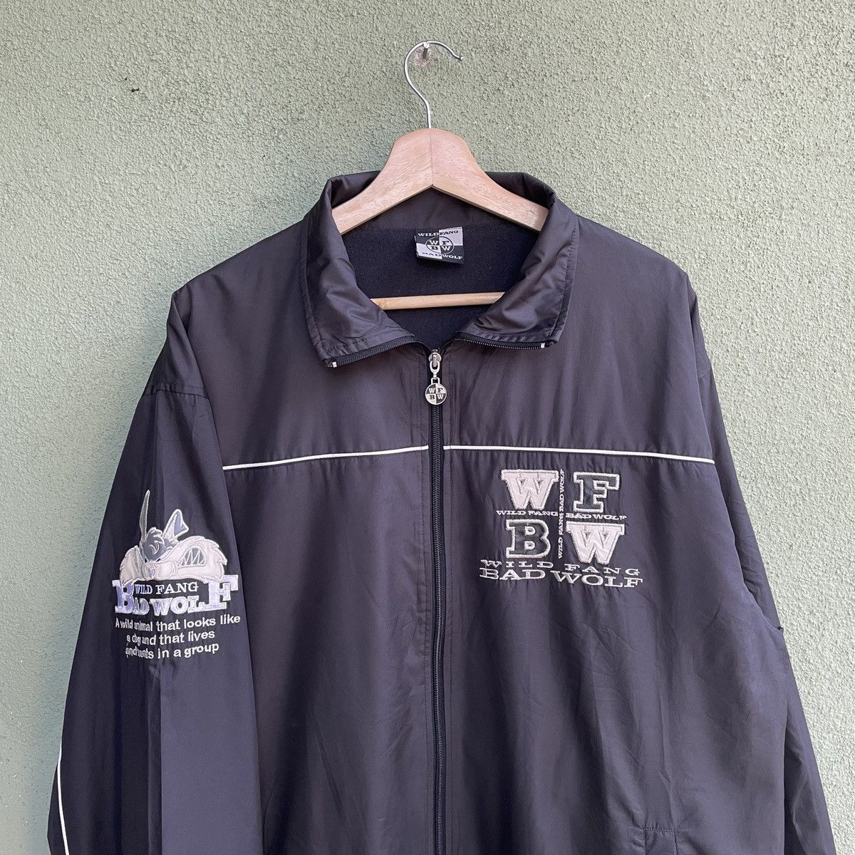 Japanese Brand RARE🔥 Vintage WFBW Big Logo Black Zipper Ups Jacket Size US XL / EU 56 / 4 - 4 Thumbnail