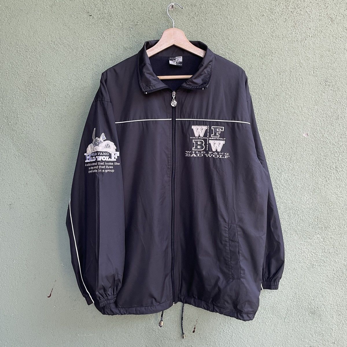 Japanese Brand RARE🔥 Vintage WFBW Big Logo Black Zipper Ups Jacket Size US XL / EU 56 / 4 - 2 Thumbnail