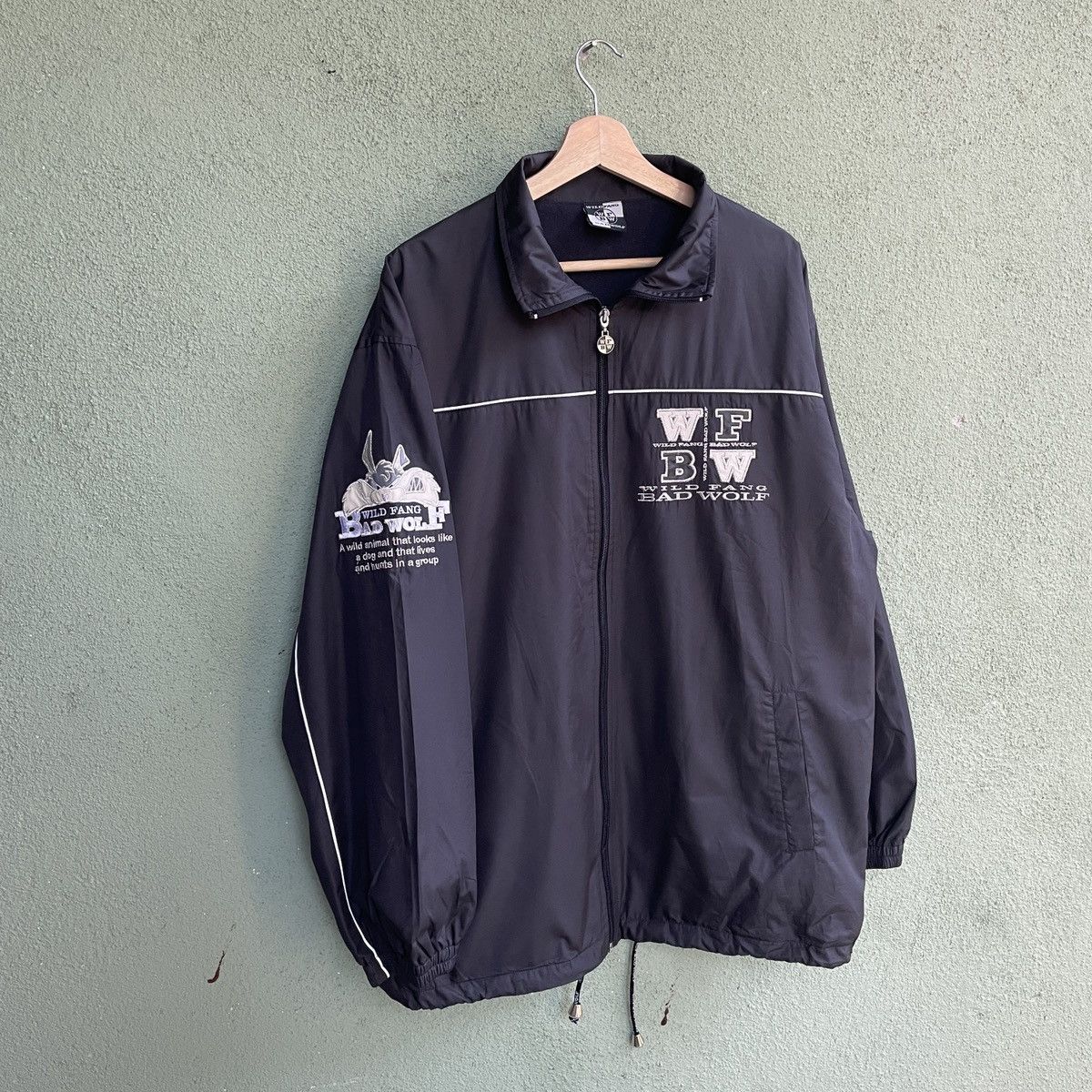 Japanese Brand RARE🔥 Vintage WFBW Big Logo Black Zipper Ups Jacket Size US XL / EU 56 / 4 - 3 Thumbnail