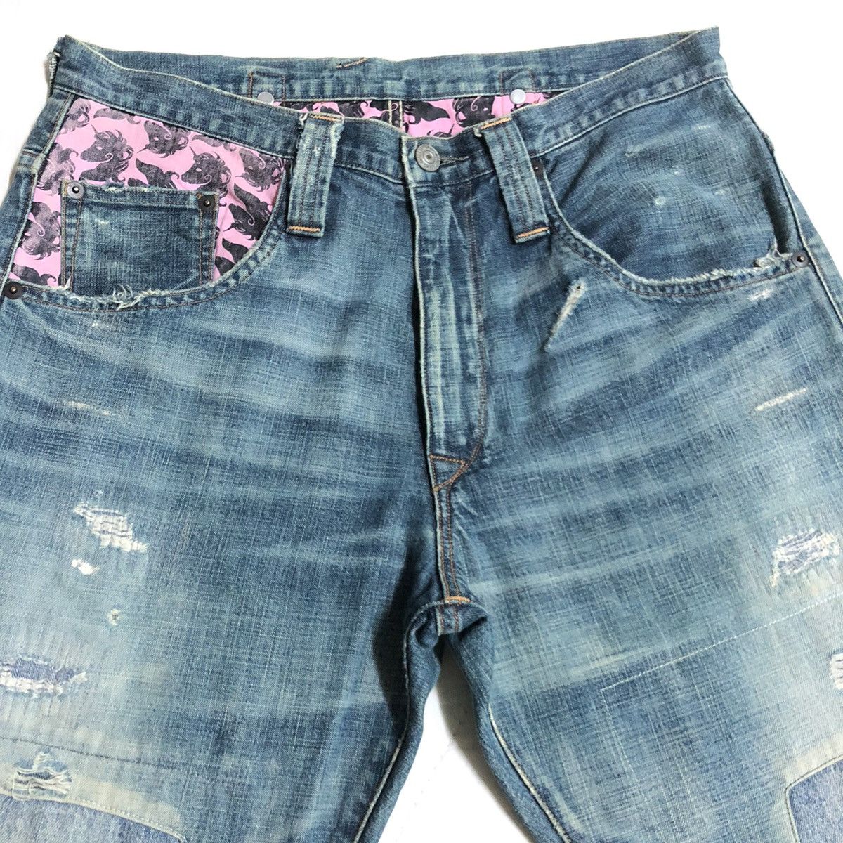 Japanese Brand RNA Japan Patchwork/Shashiko Distressed Denim Size US 30 / EU 46 - 3 Thumbnail