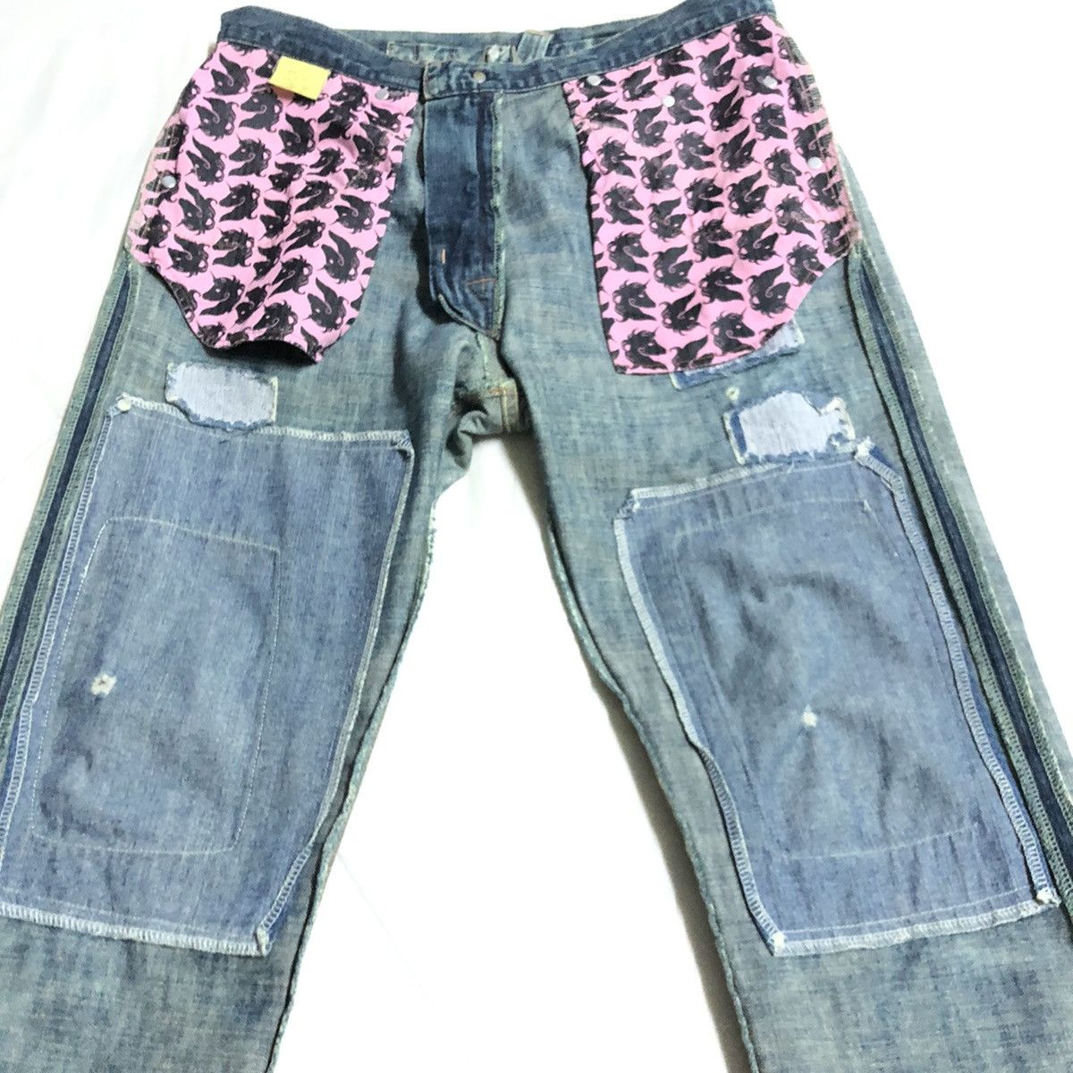 Japanese Brand RNA Japan Patchwork/Shashiko Distressed Denim Size US 30 / EU 46 - 18 Thumbnail