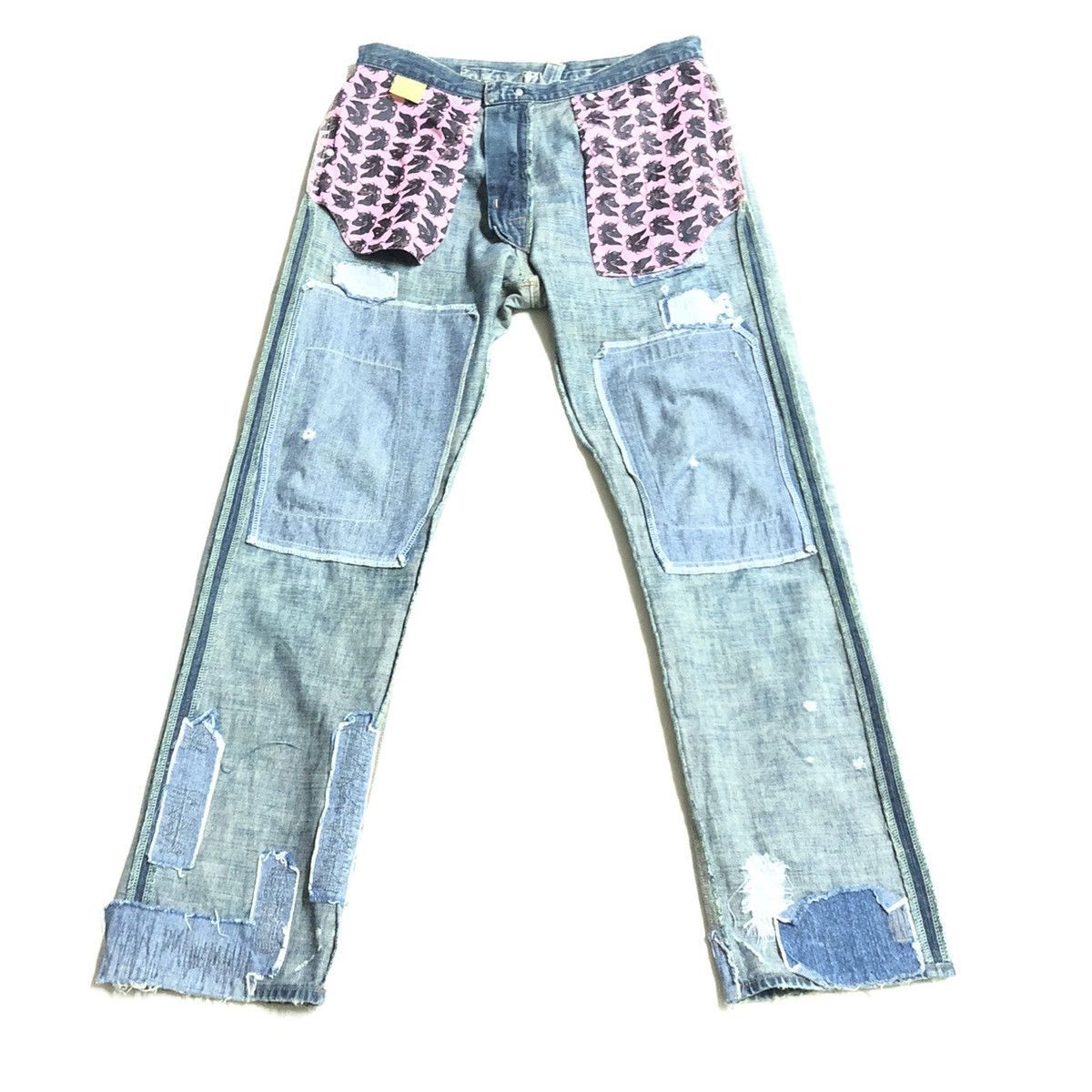 Japanese Brand RNA Japan Patchwork/Shashiko Distressed Denim Size US 30 / EU 46 - 17 Thumbnail
