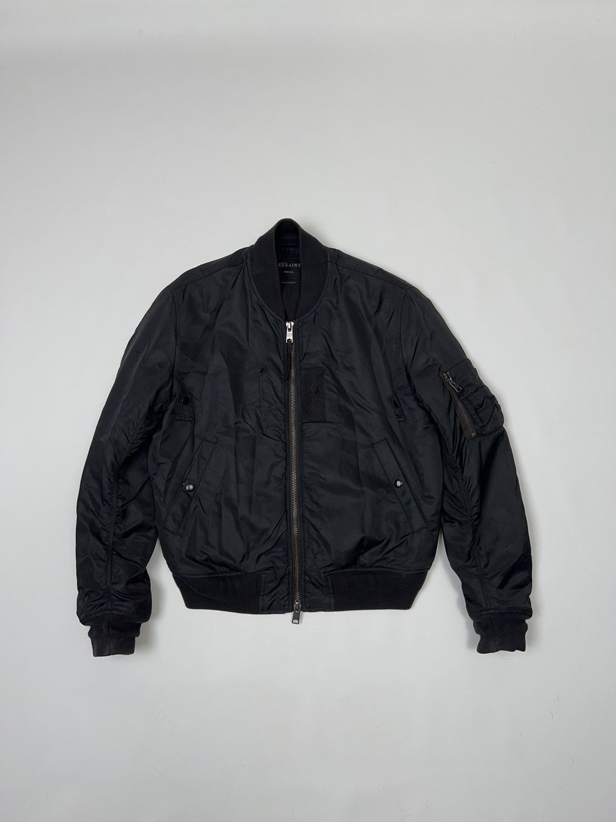 image of Allsaints Henson Bomber Jacket in Black, Men's (Size Small)