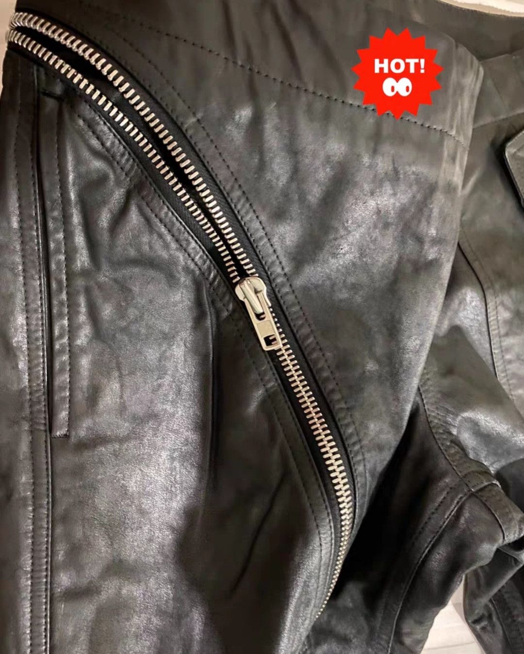 Rick Owens Rick Owens Classic slant zip cowhide leather trousers Size US 32 / EU 48 - 3 Thumbnail