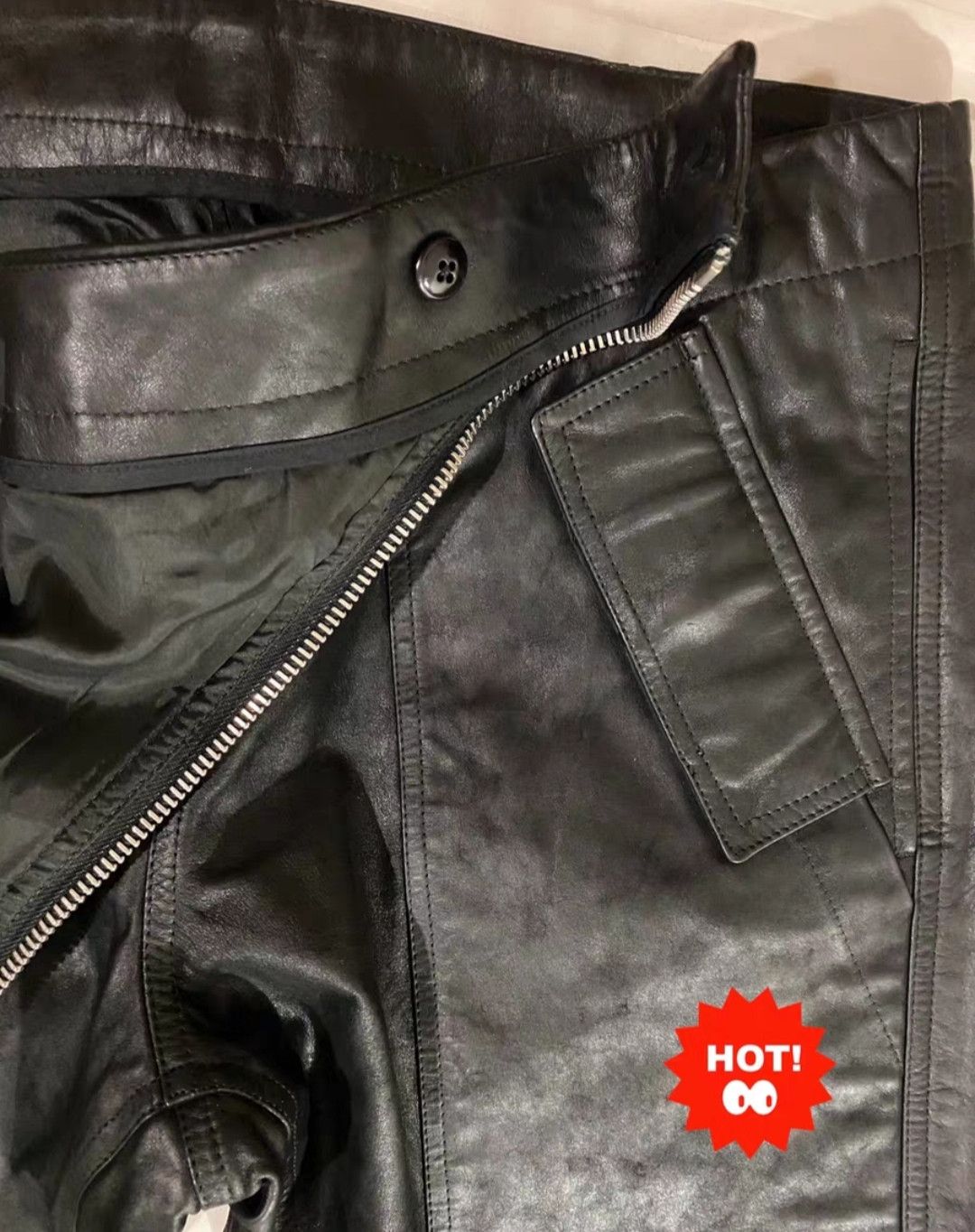Rick Owens Rick Owens Classic slant zip cowhide leather trousers Size US 32 / EU 48 - 4 Thumbnail