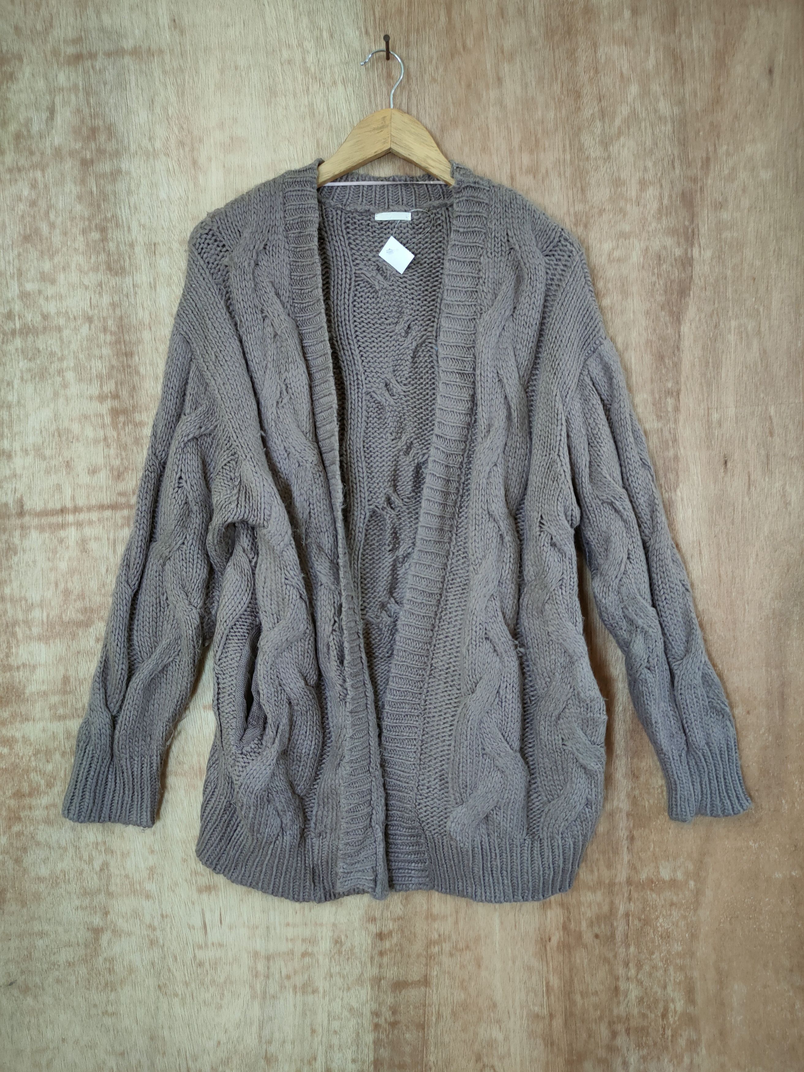 Japan long cardigan aran isle cable knitwear #46-597