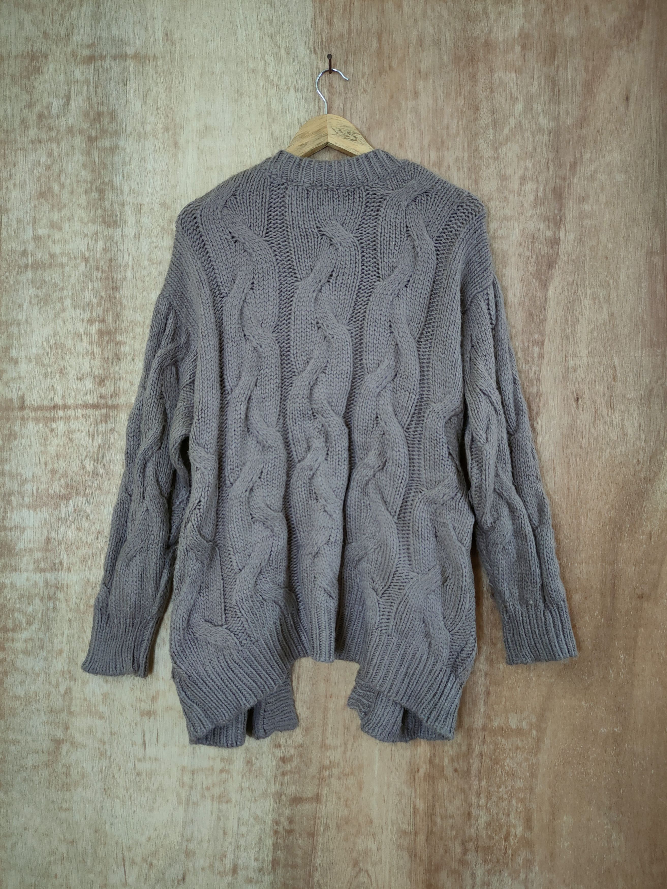 Aran Crafts Japan long cardigan aran isle cable knitwear #46-597 Size US L / EU 52-54 / 3 - 6 Thumbnail