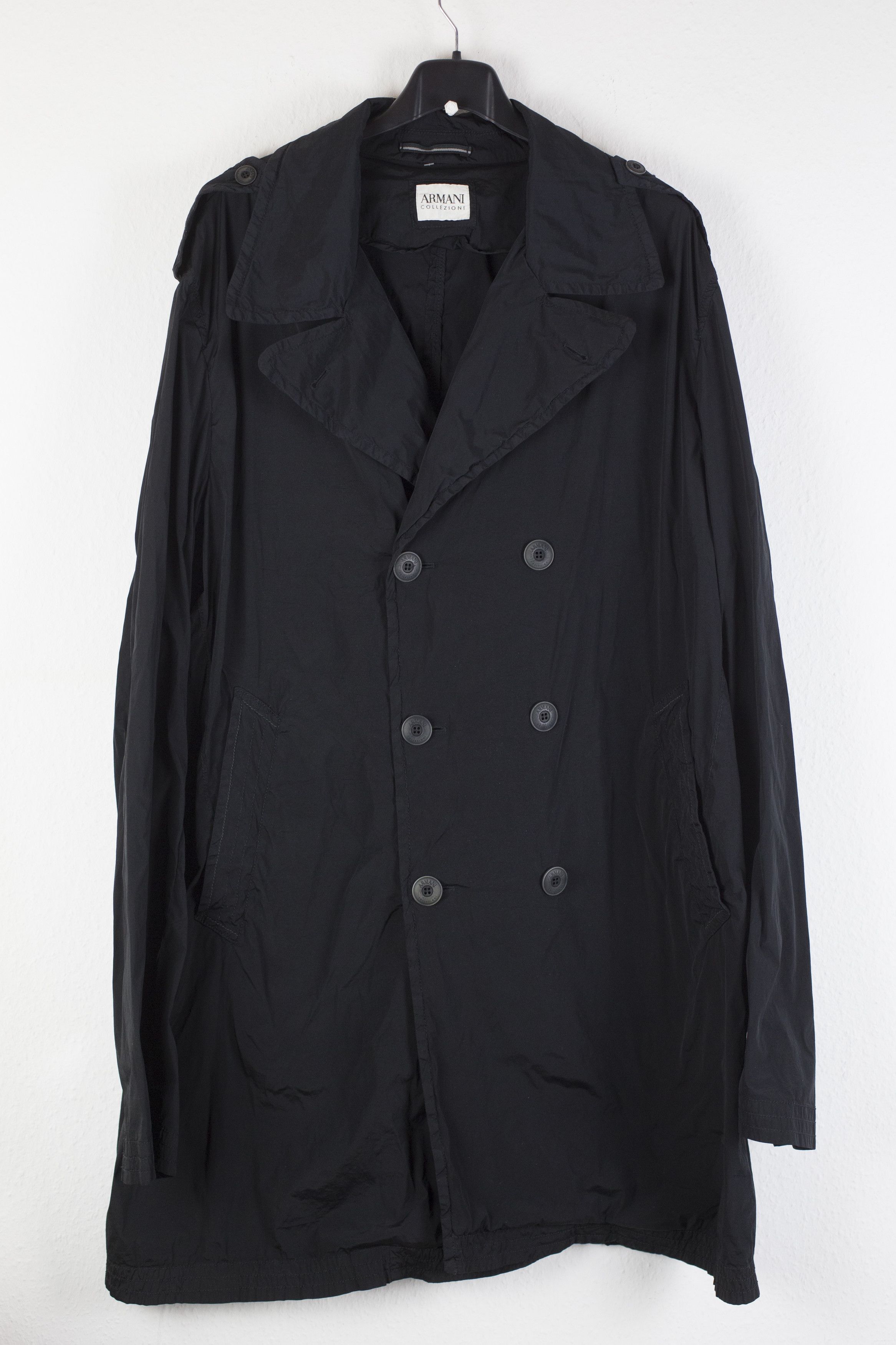 Armani New Armani Collezioni Raincoat Trench Coat Black Size 54