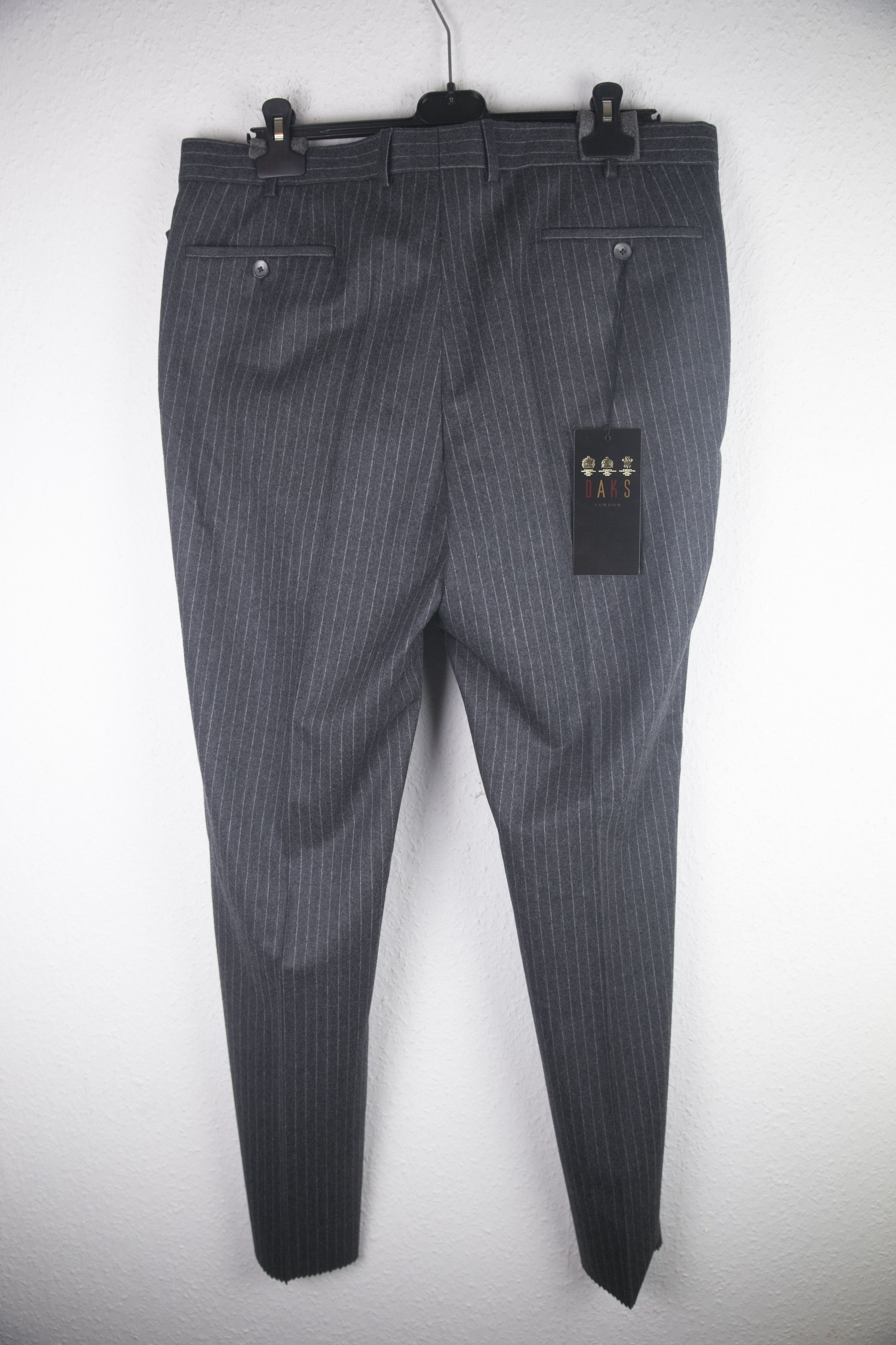 DAKS NWT DAKS London Pin Striped Flat Front Wool Trousers 52/42R Size US 36 / EU 52 - 4 Thumbnail