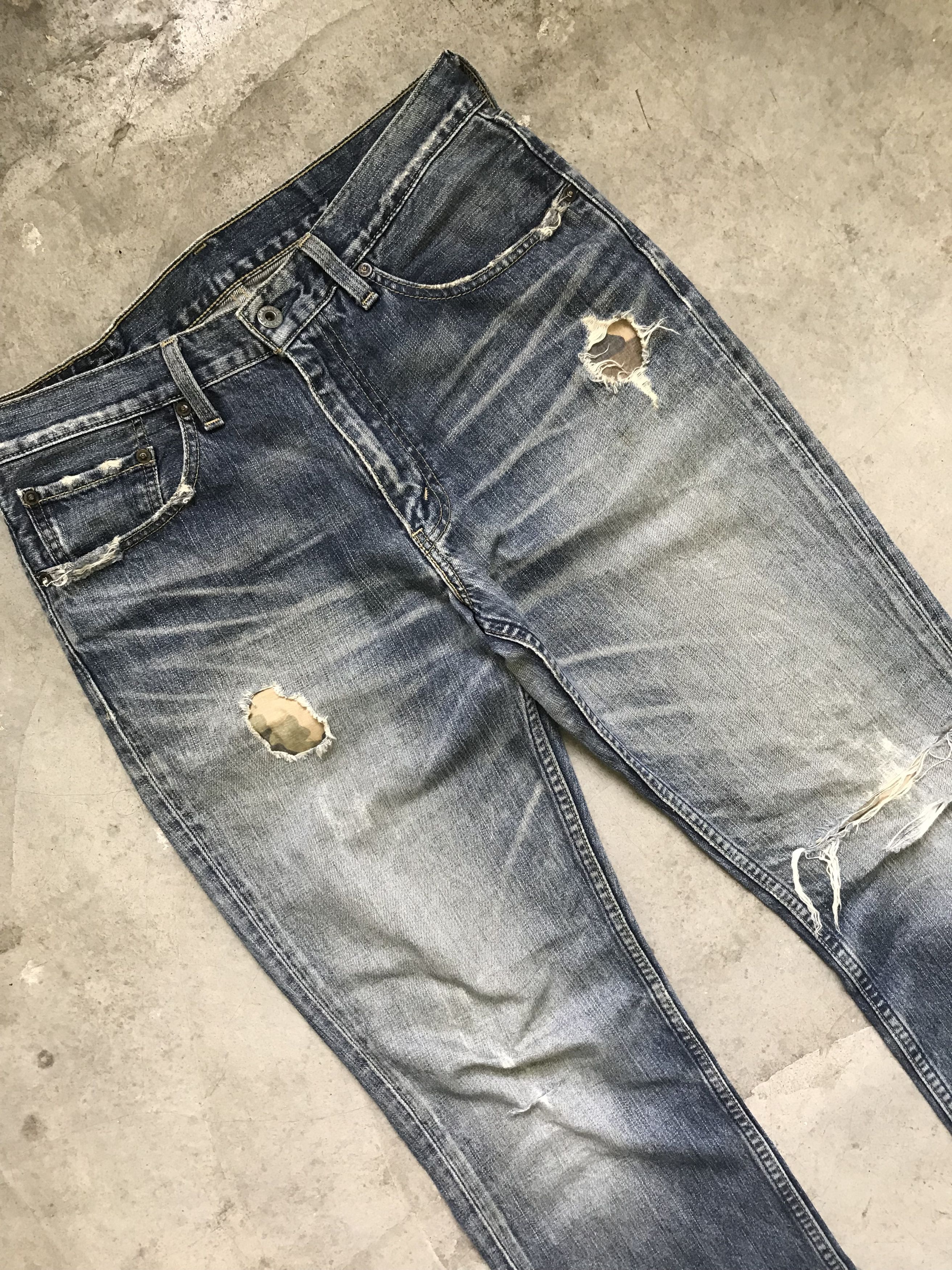 Levi's VLEV35 - Flare Levis 507 Distressed Denim Custom Military Size US 31 - 2 Thumbnail