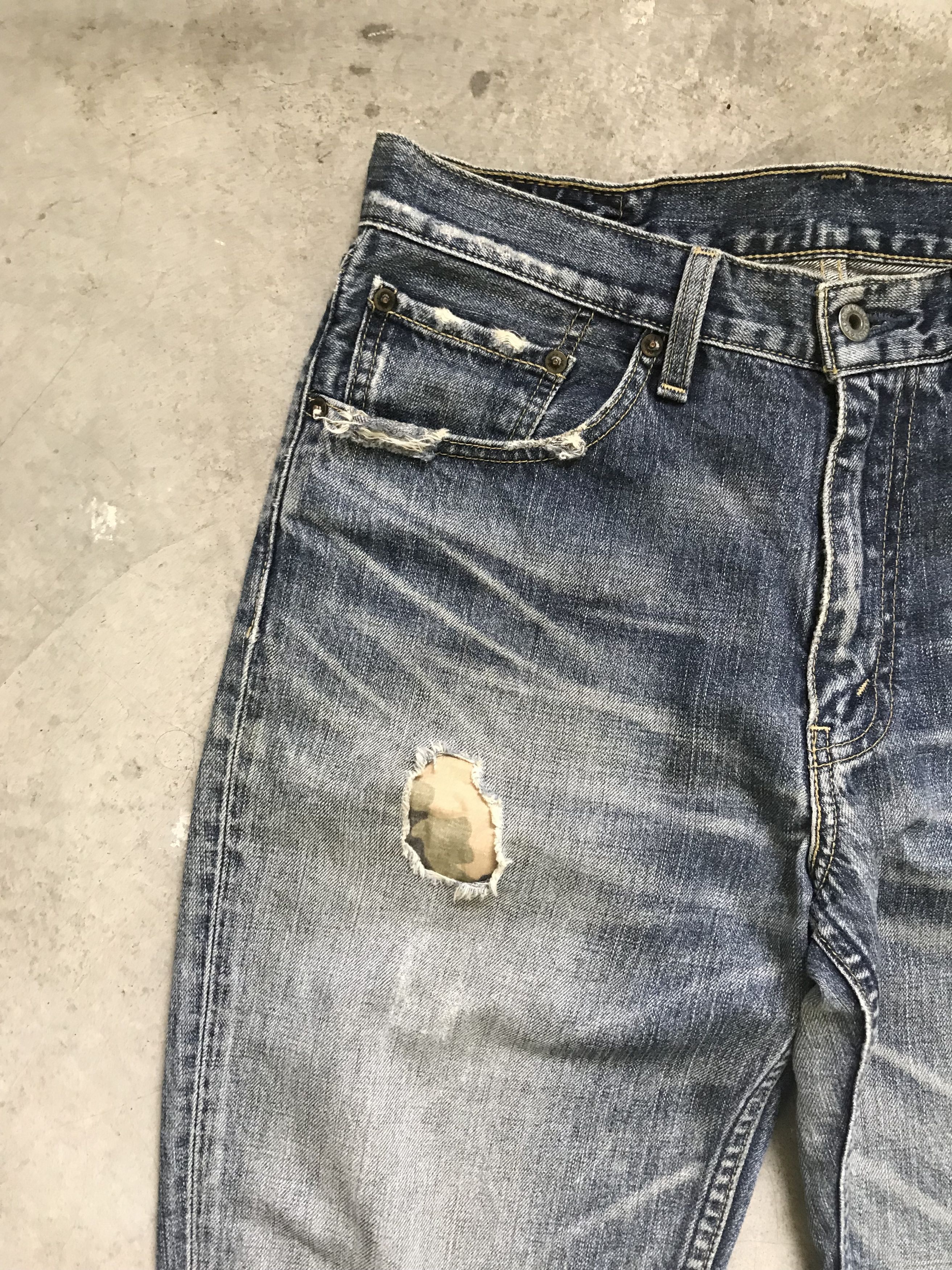 Levi's VLEV35 - Flare Levis 507 Distressed Denim Custom Military Size US 31 - 5 Thumbnail