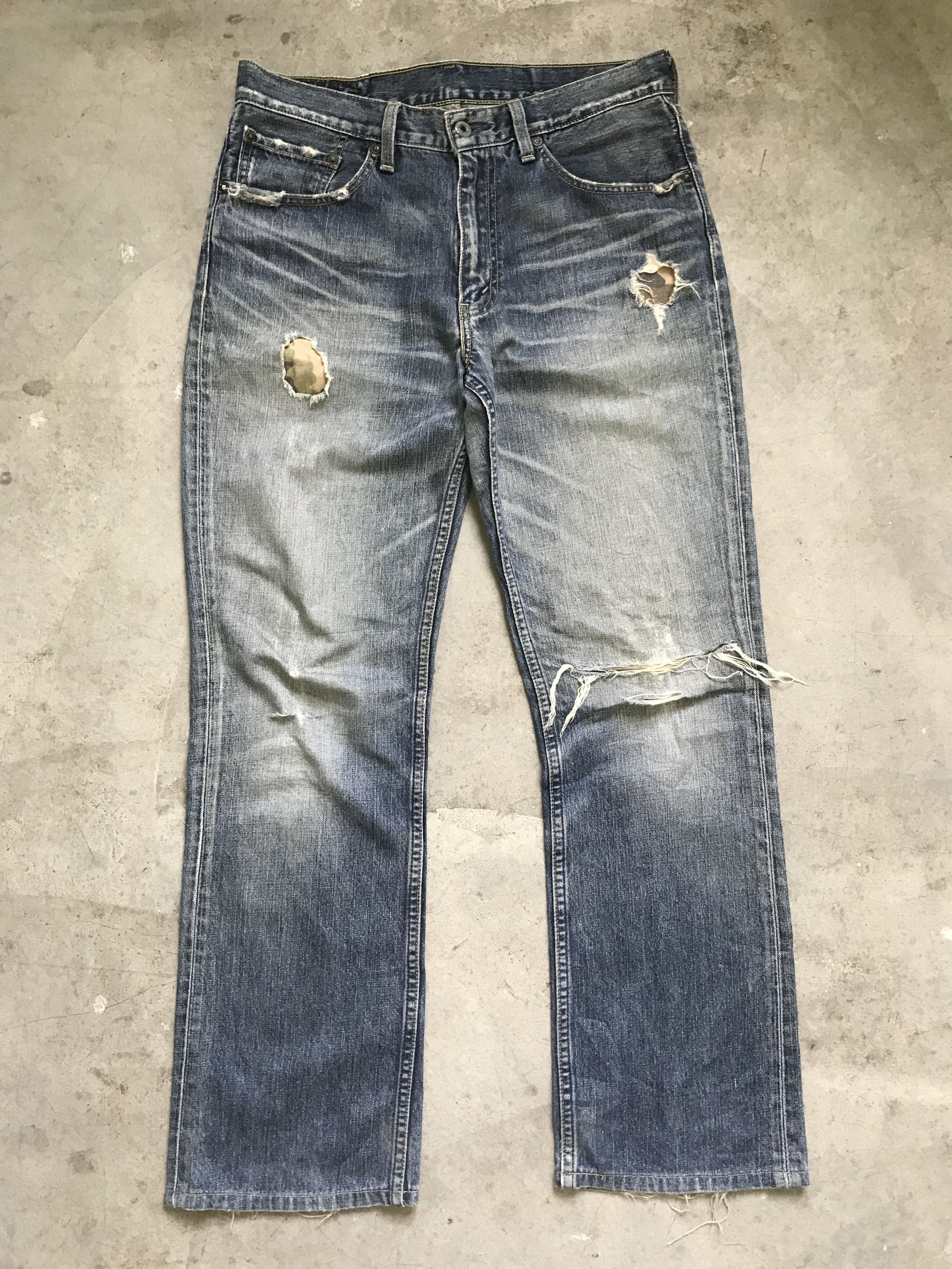 Levi's VLEV35 - Flare Levis 507 Distressed Denim Custom Military Size US 31 - 1 Thumbnail