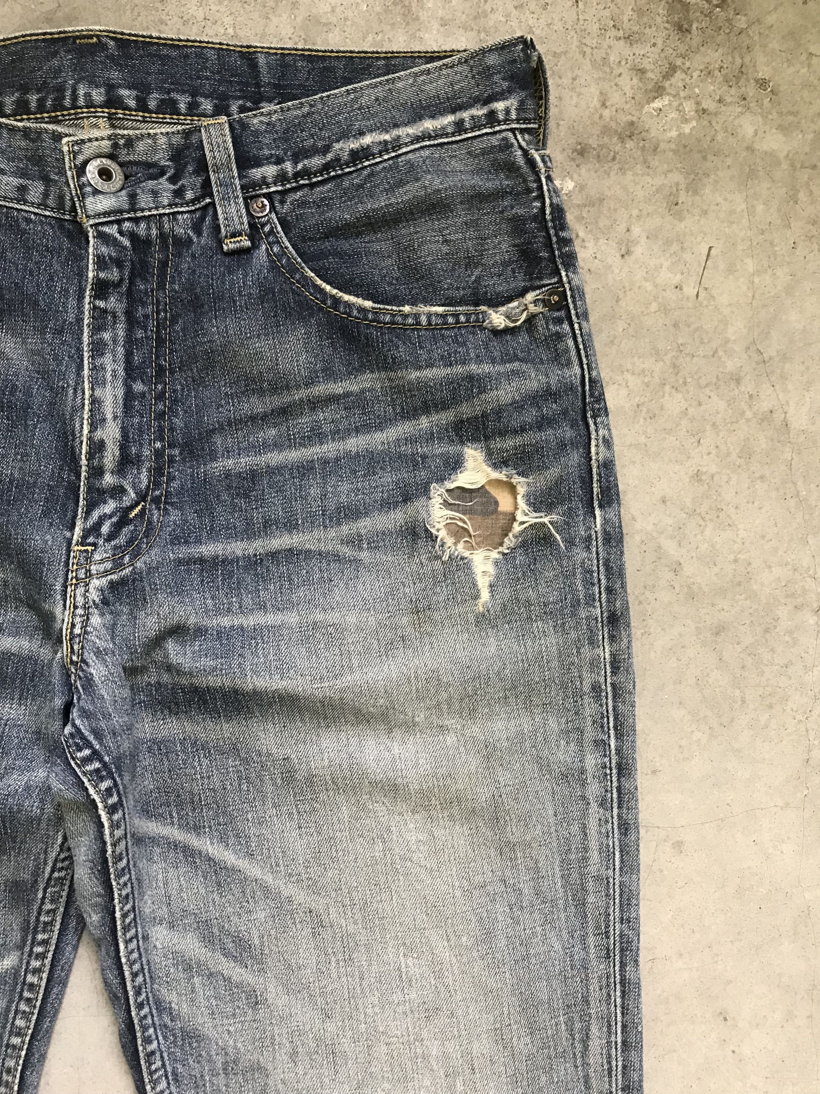 Levi's VLEV35 - Flare Levis 507 Distressed Denim Custom Military Size US 31 - 4 Thumbnail