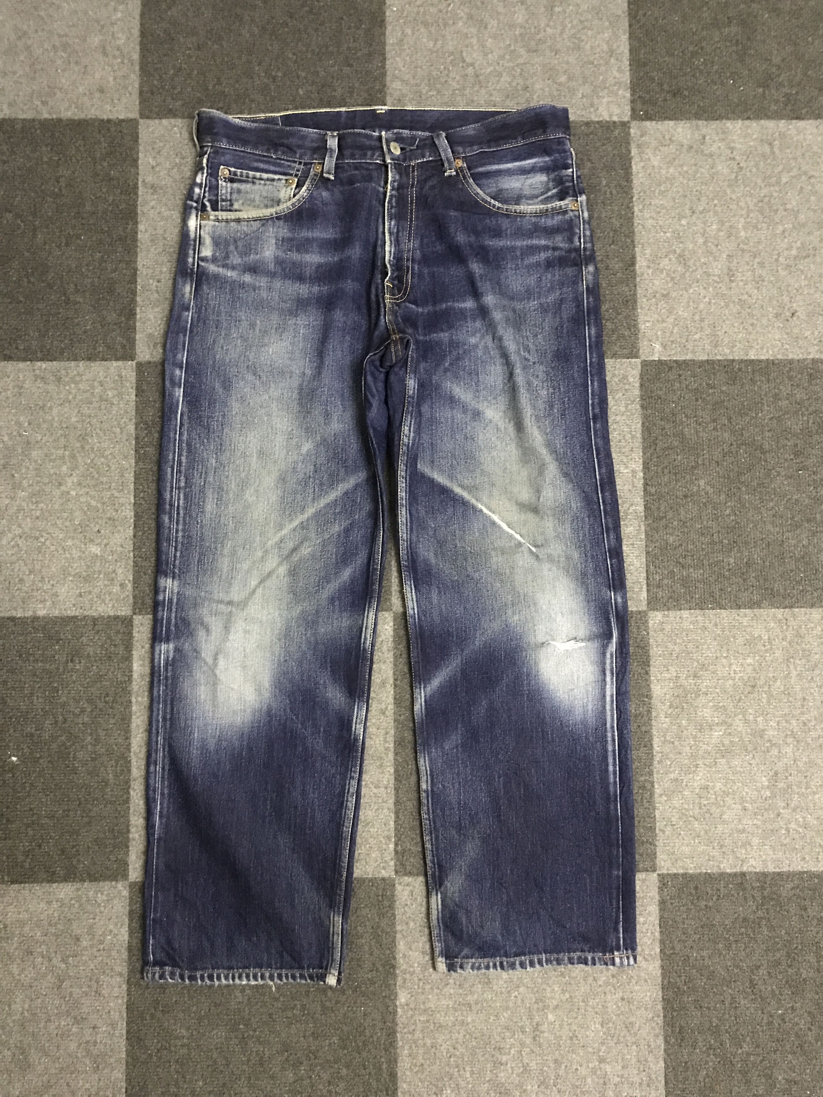 Levi's VLEV125-Levis 503 Blue wash Distressed Jeans Size US 35 - 1 Thumbnail